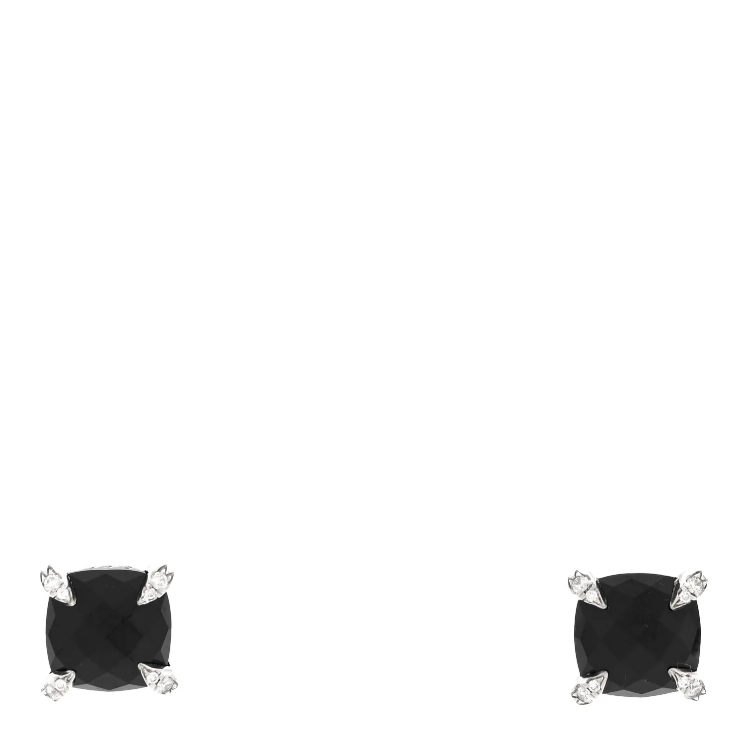 Sterling Silver Diamond Black Onyx 9mm Chatelaine Earrings
