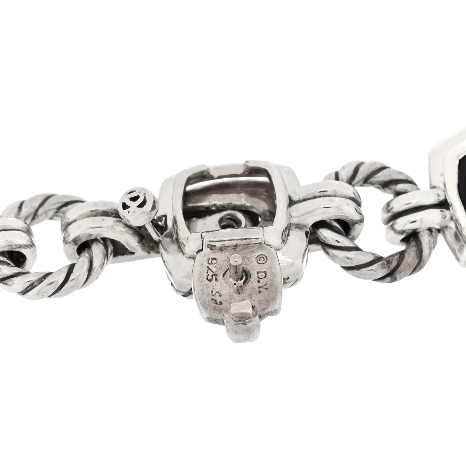 Sterling Silver Diamond Black Onyx Renaissance Link Bracelet - Image 3