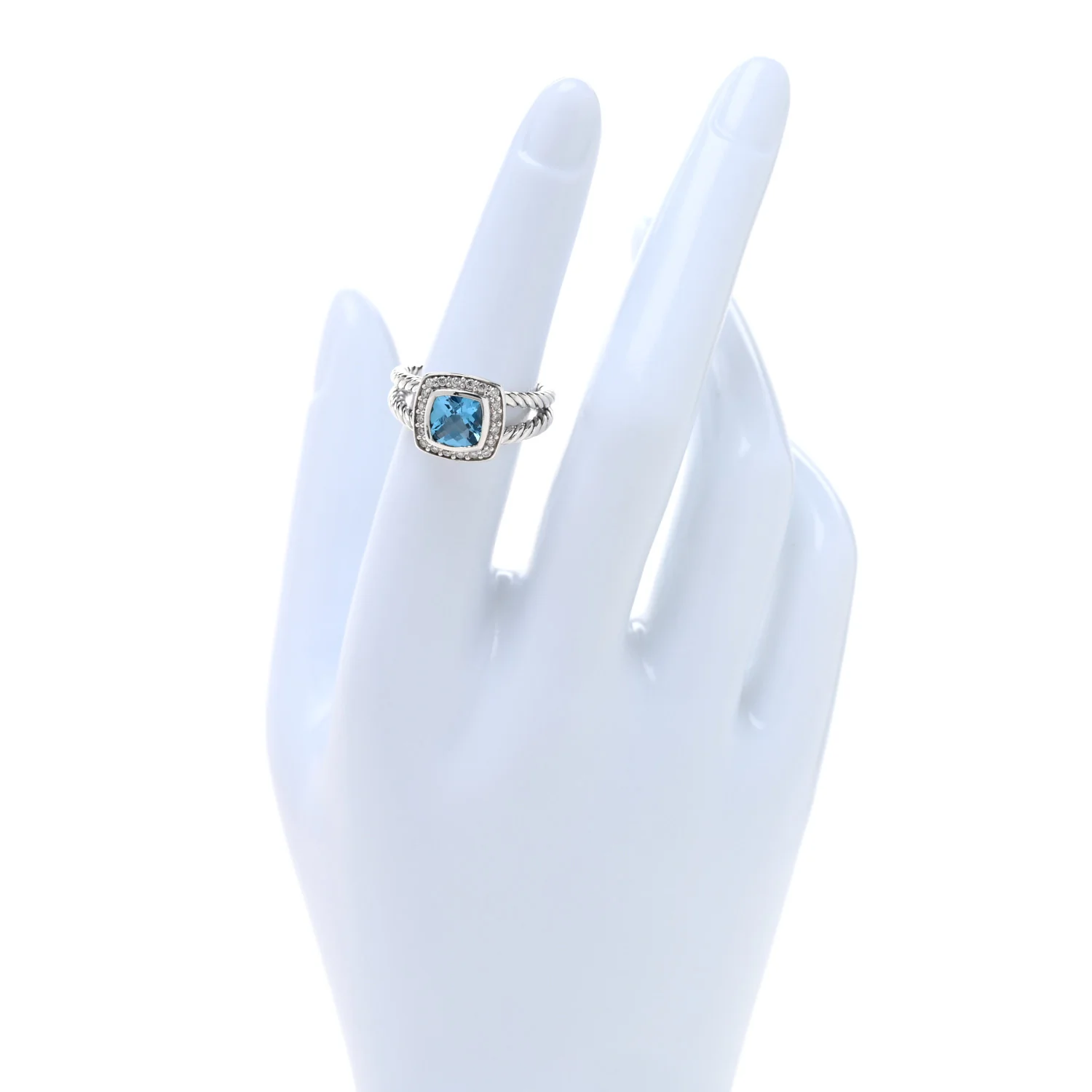 Sterling Silver Diamond Blue Topaz 7mm Petite Albion Ring 52 6 - Image 2