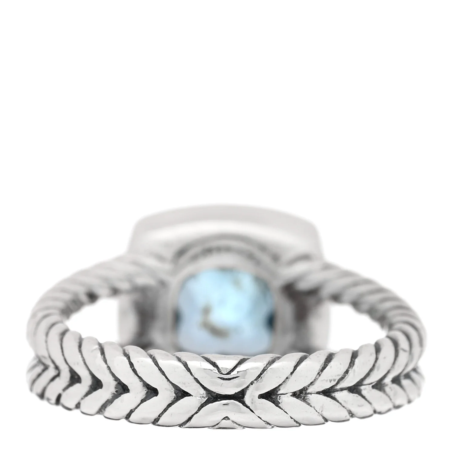 Sterling Silver Diamond Blue Topaz 7mm Petite Albion Ring 52 6 - Image 2