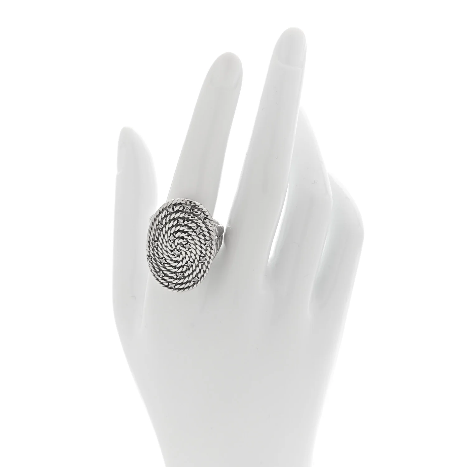 Sterling Silver Diamond Cable Coil Ring 60 9.25 - Image 2