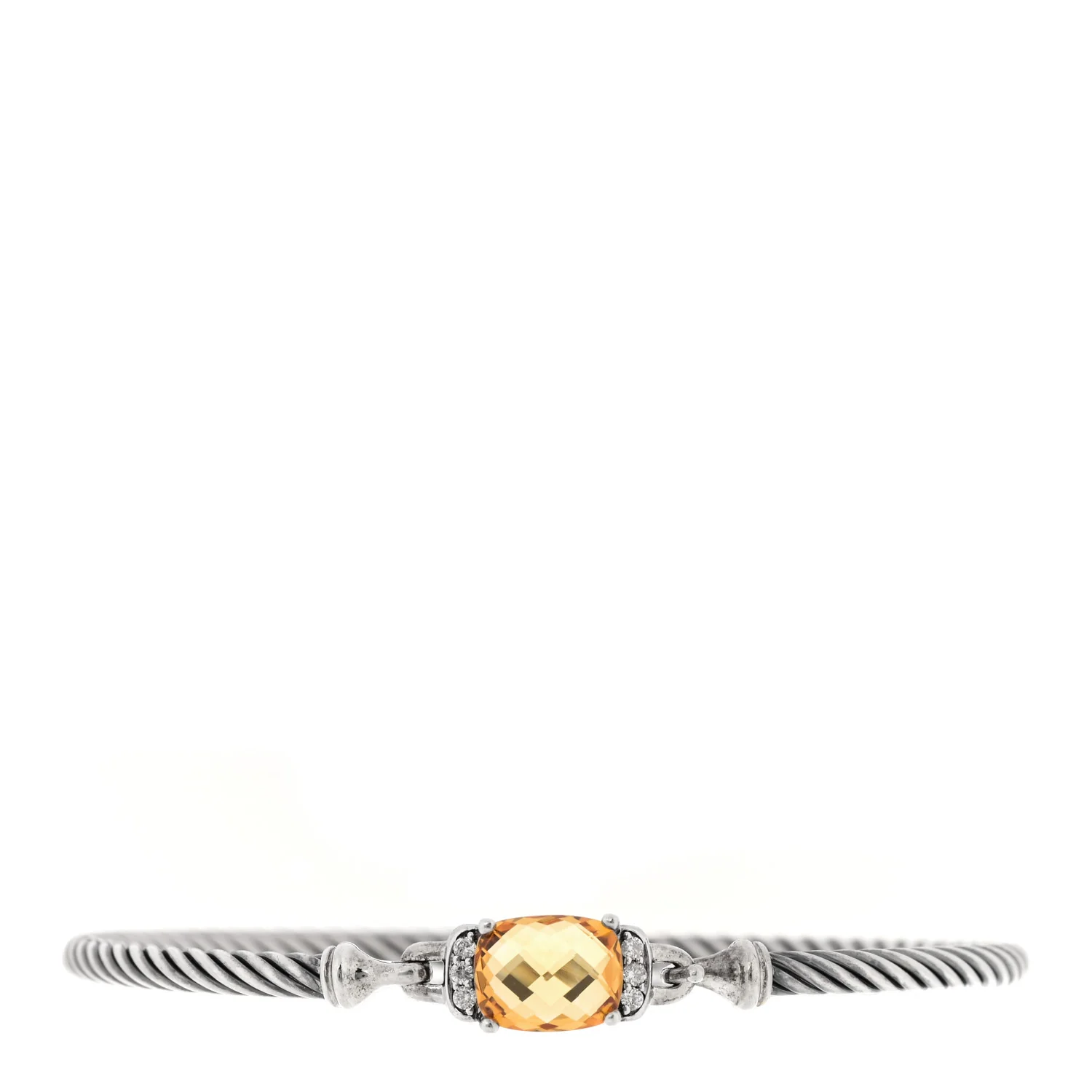 Sterling Silver Diamond Citrine 3mm Petite Wheaton Bracelet
