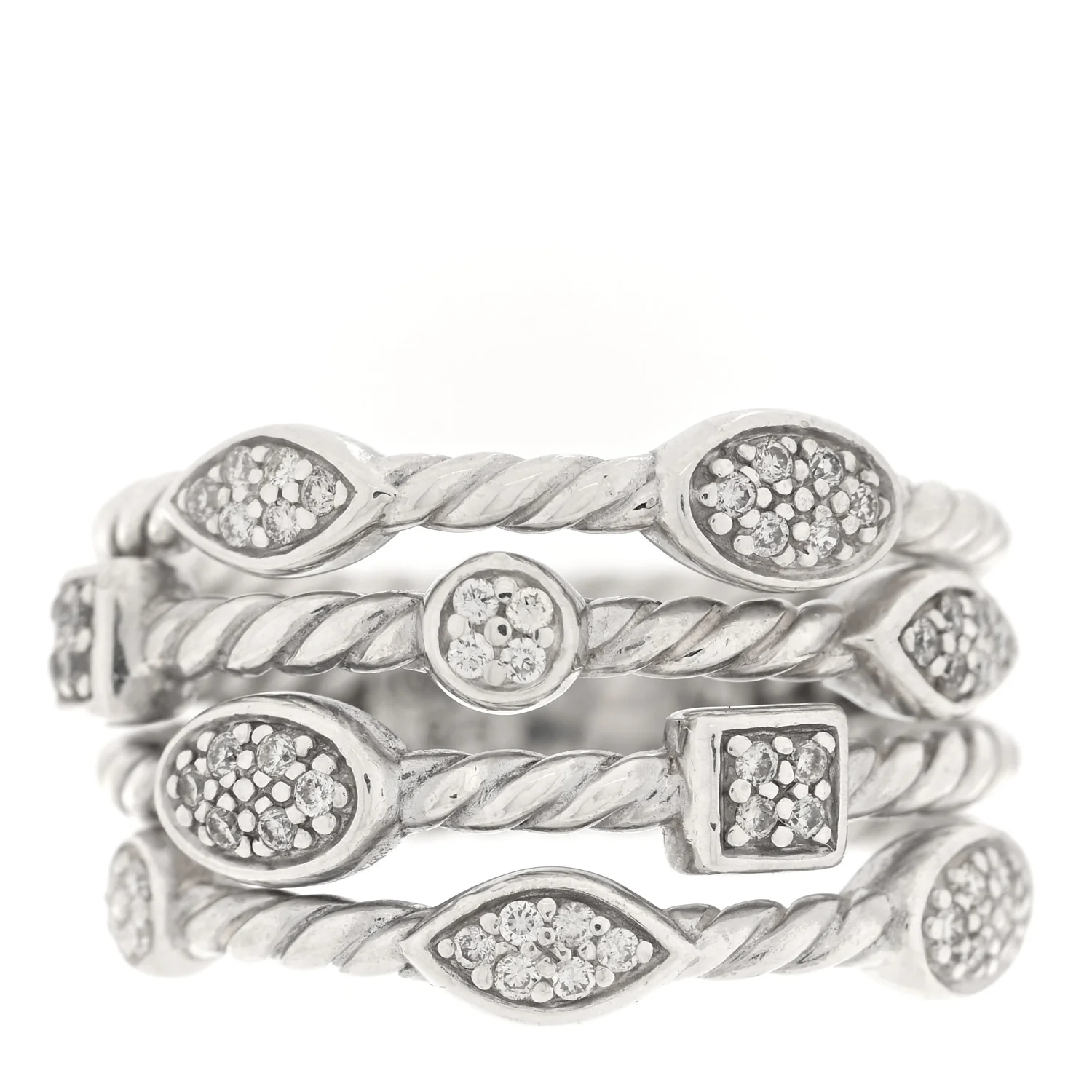 Sterling Silver Diamond Confetti 4 Row Ring 54 7