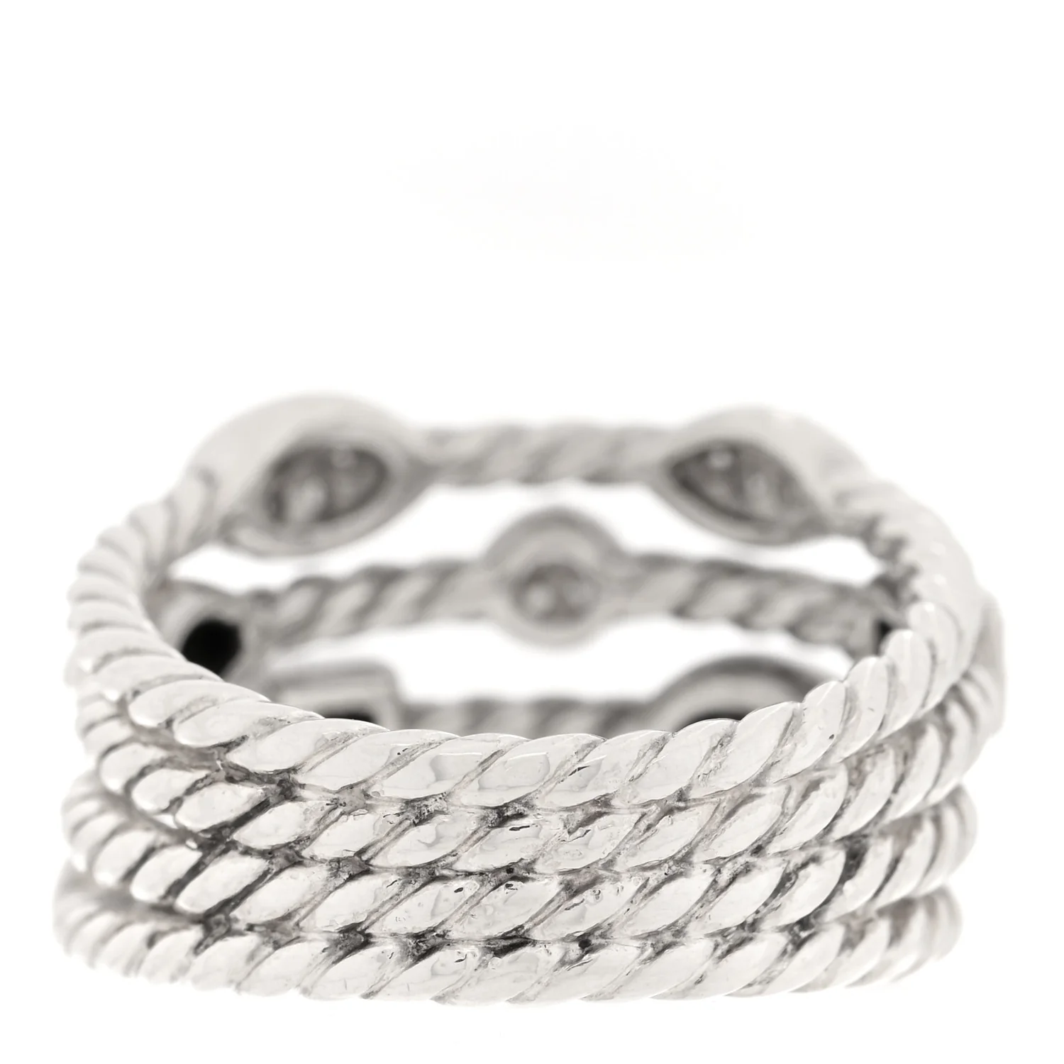 Sterling Silver Diamond Confetti 4 Row Ring 54 7 - Image 3