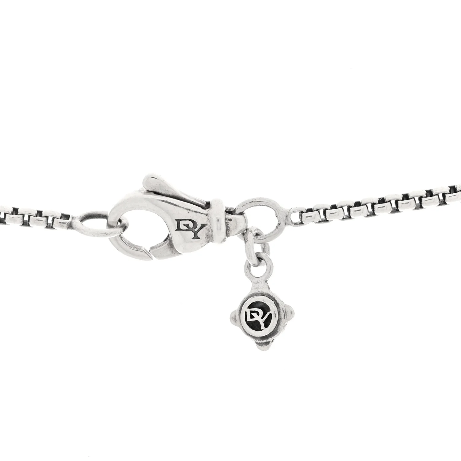 Sterling Silver Diamond Hematine 11mm Chatelaine Pendant Necklace - Image 4