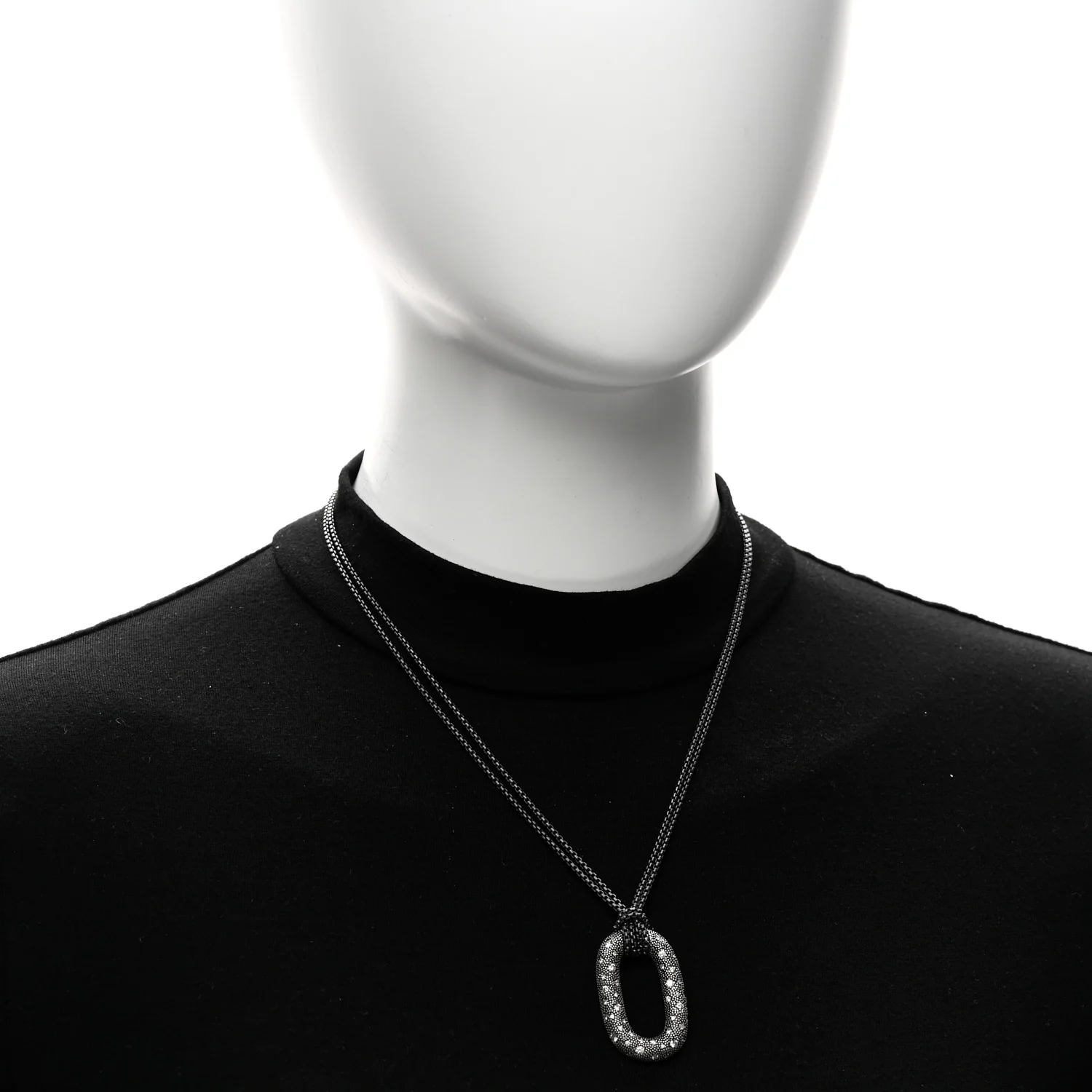 Sterling Silver Diamond Midnight Melange Oval Pendant Necklace - Image 2