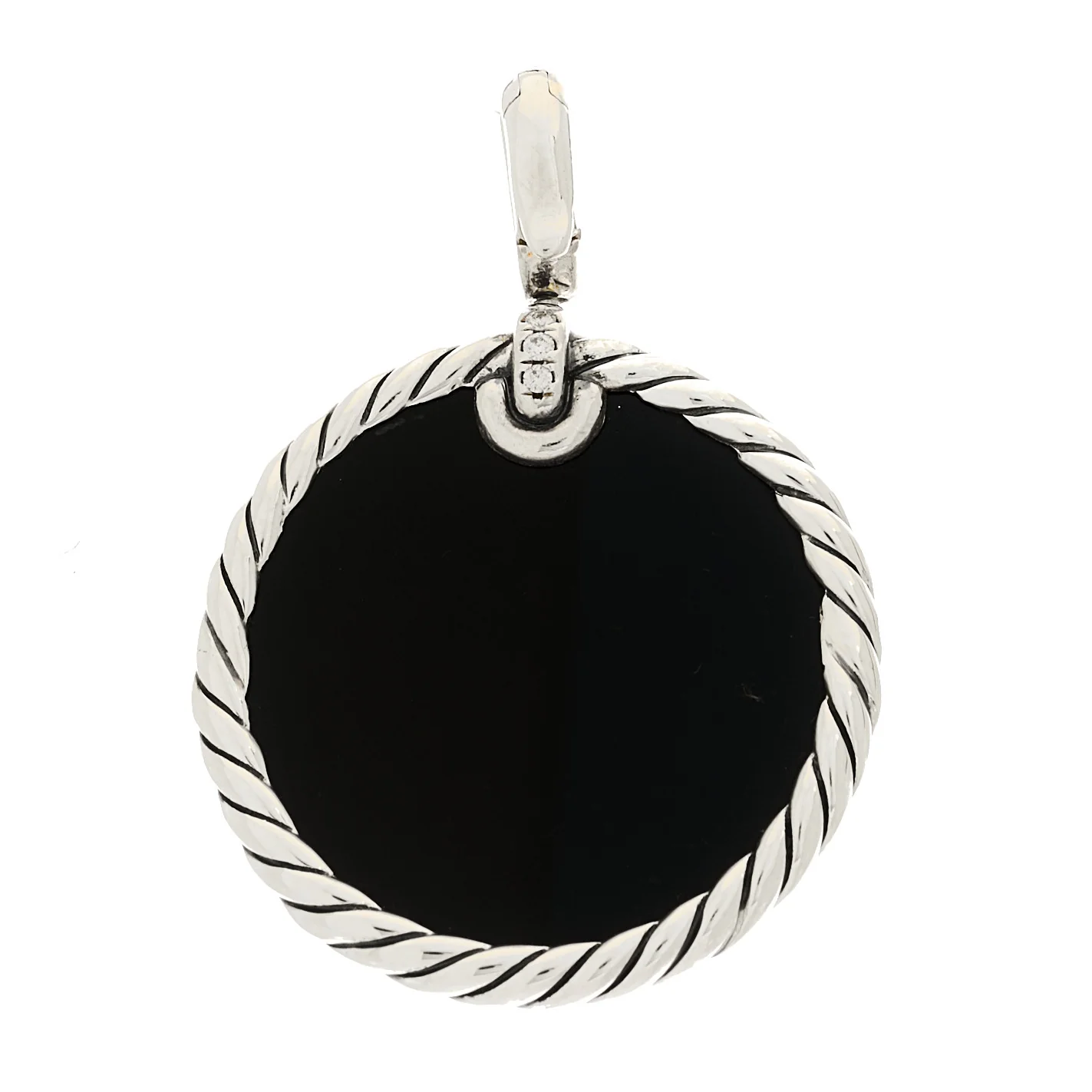 Sterling Silver Diamond Onyx Mother of Pearl 27mm Elements Disc Pendant - Image 3