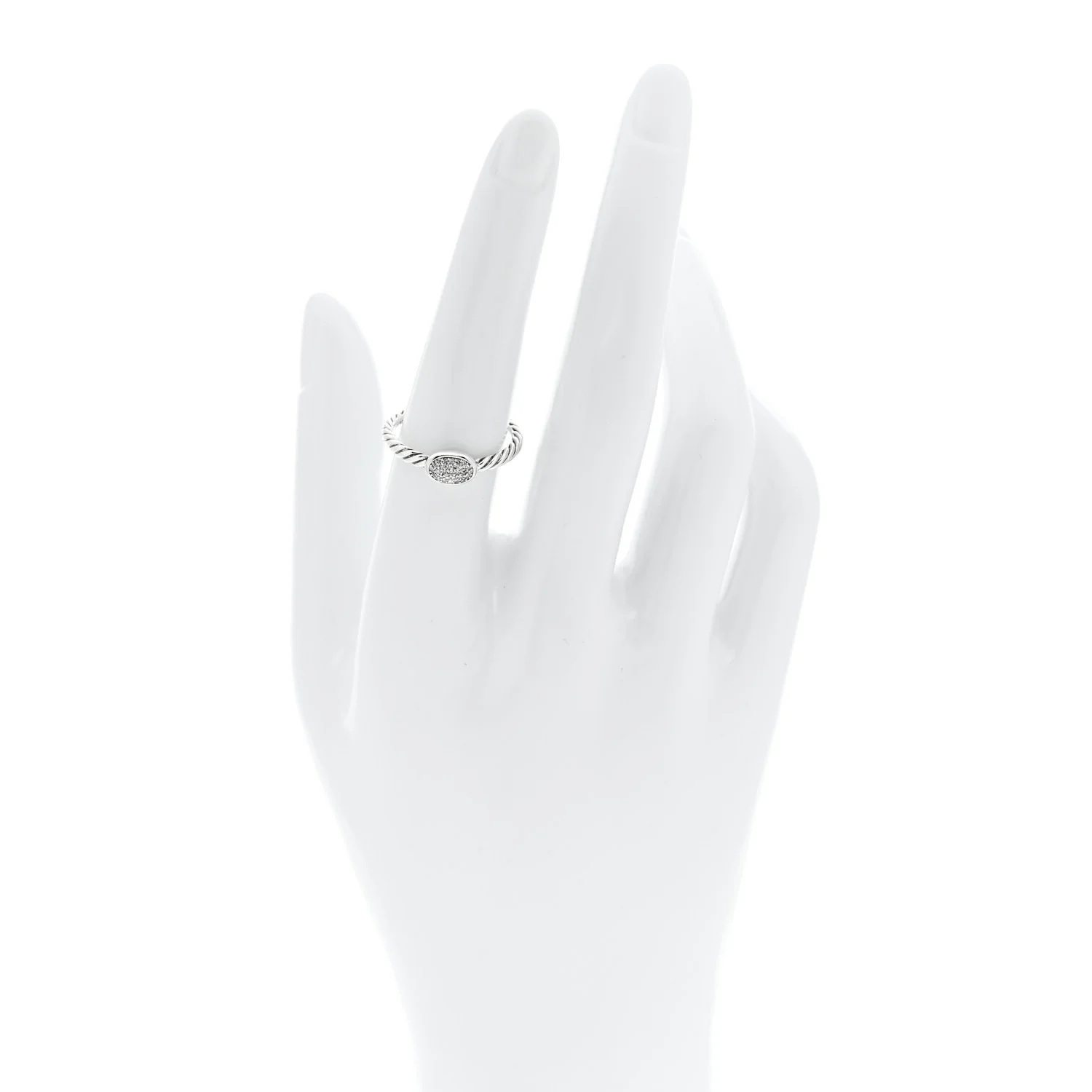 Sterling Silver Diamond Pave Cable Classics Oval Ring 54 7 - Image 2