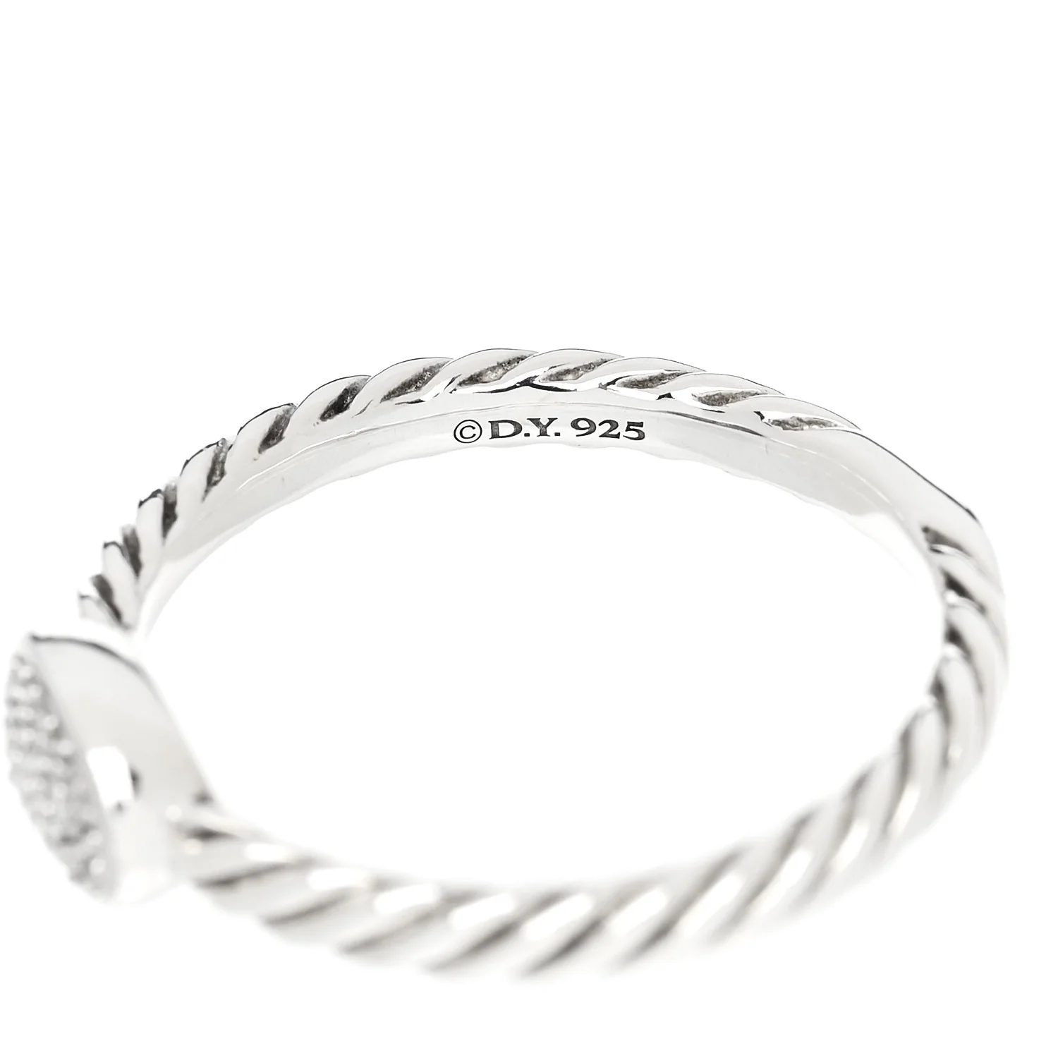 Sterling Silver Diamond Pave Cable Classics Oval Ring 54 7 - Image 5