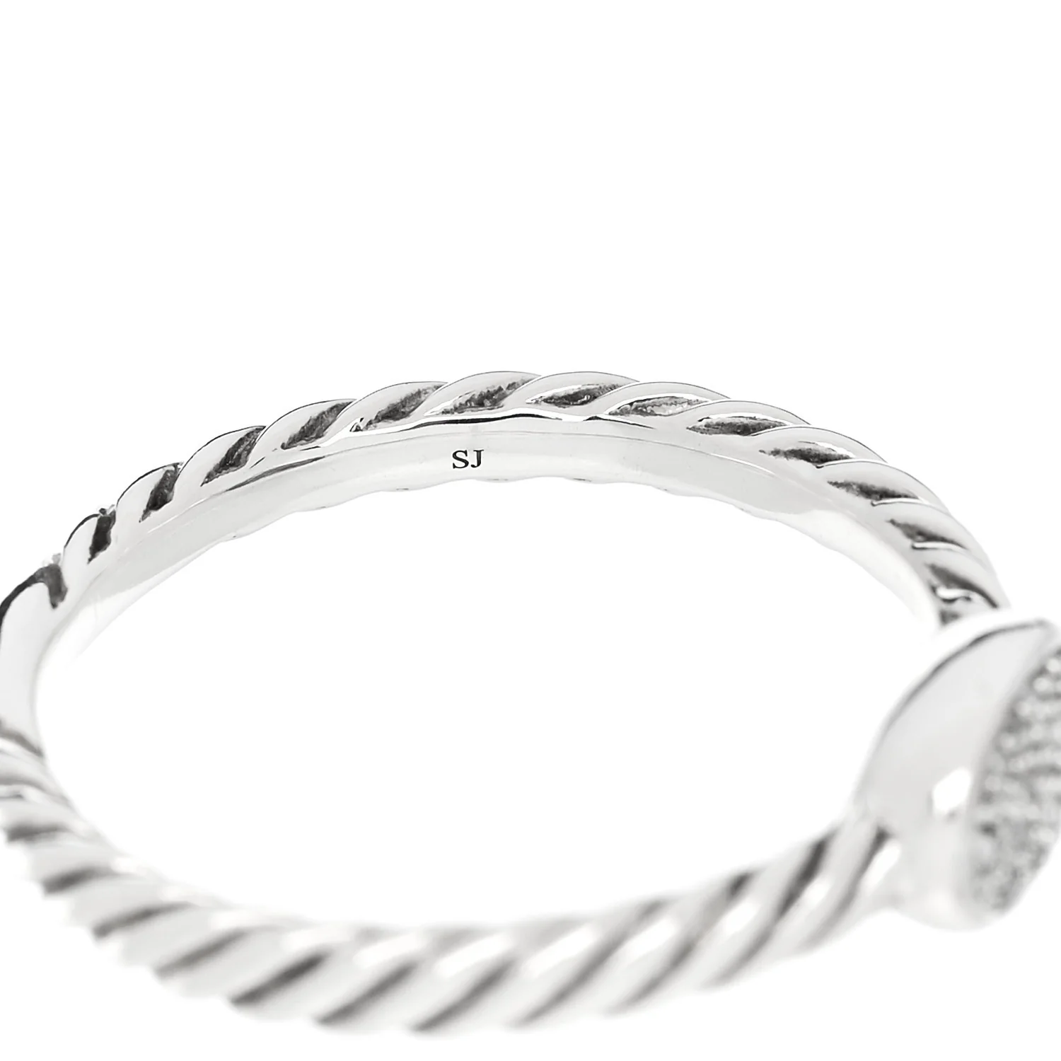 Sterling Silver Diamond Pave Cable Classics Oval Ring 54 7 - Image 6