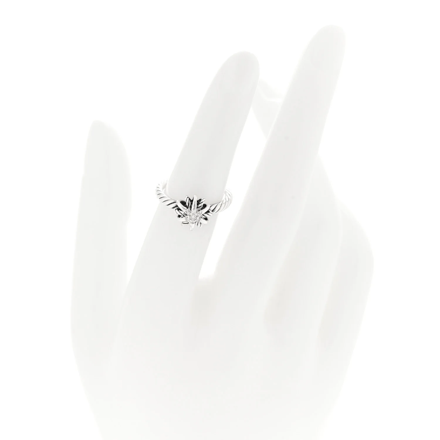 Sterling Silver Diamond Petite Starburst Ring 49 5 - Image 2