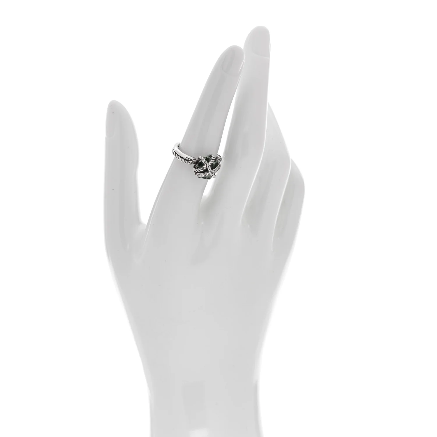 Sterling Silver Diamond Prasiolite 10mm Cable Wrap Ring 51 5.75 - Image 2