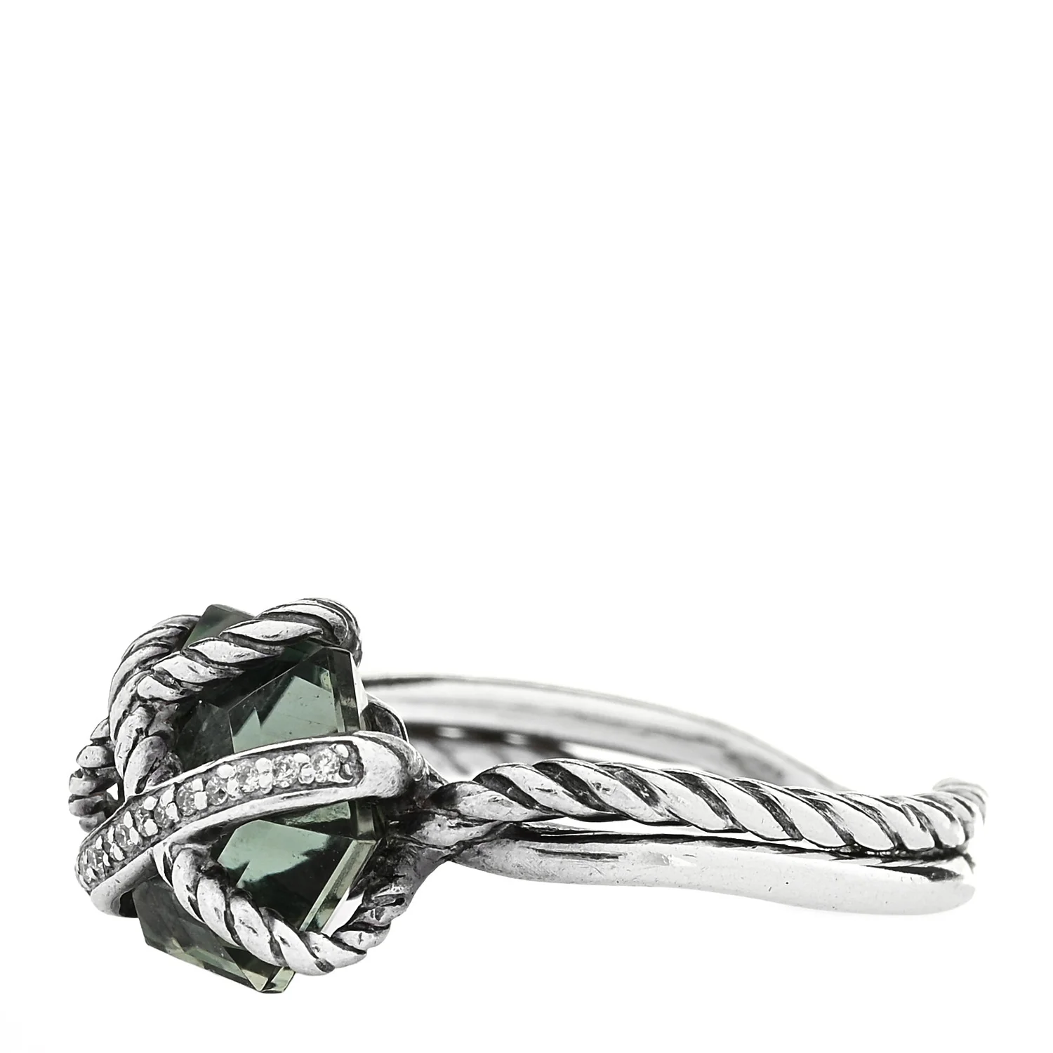 Sterling Silver Diamond Prasiolite 10mm Cable Wrap Ring 51 5.75 - Image 3