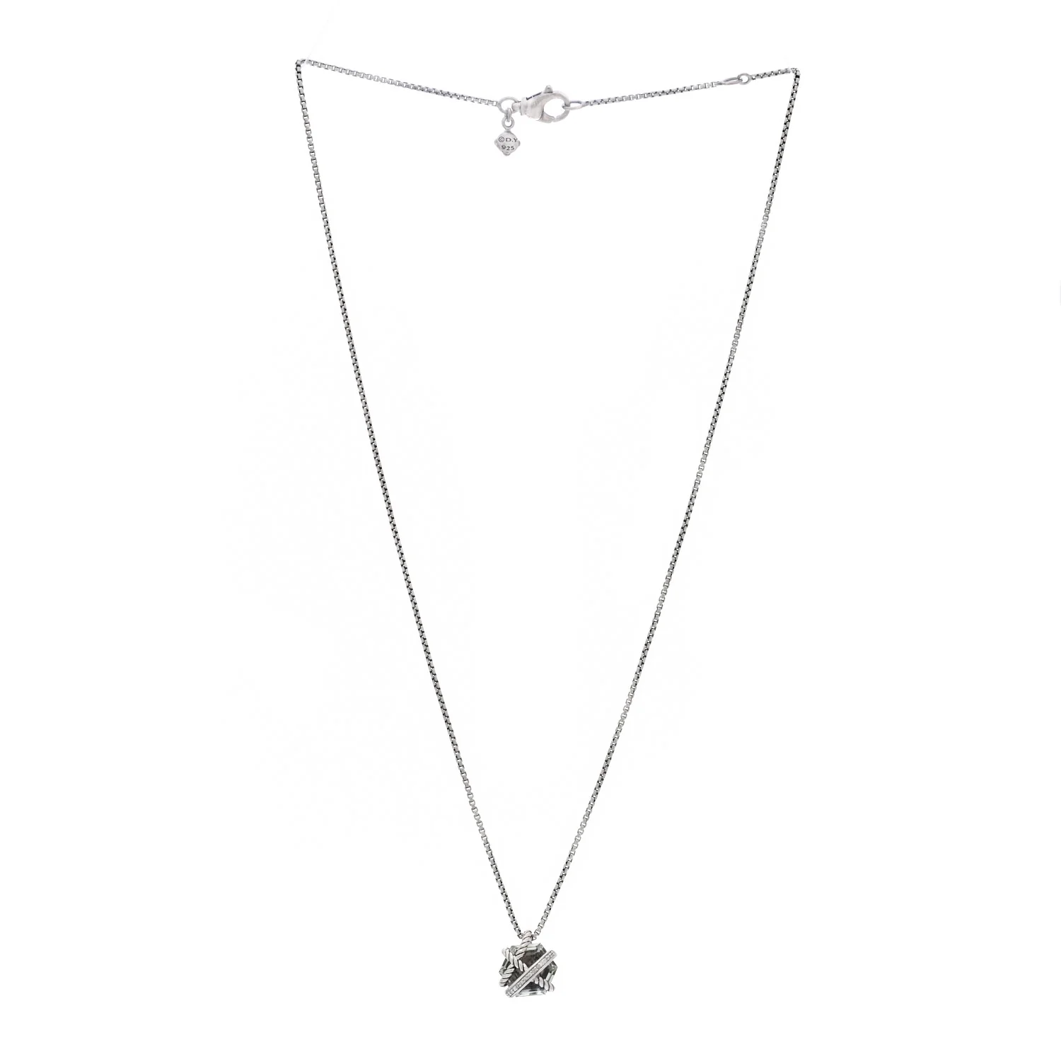 Sterling Silver Diamond Prasiolite 10mm Petite Cable Wrap Pendant Necklace - Image 3