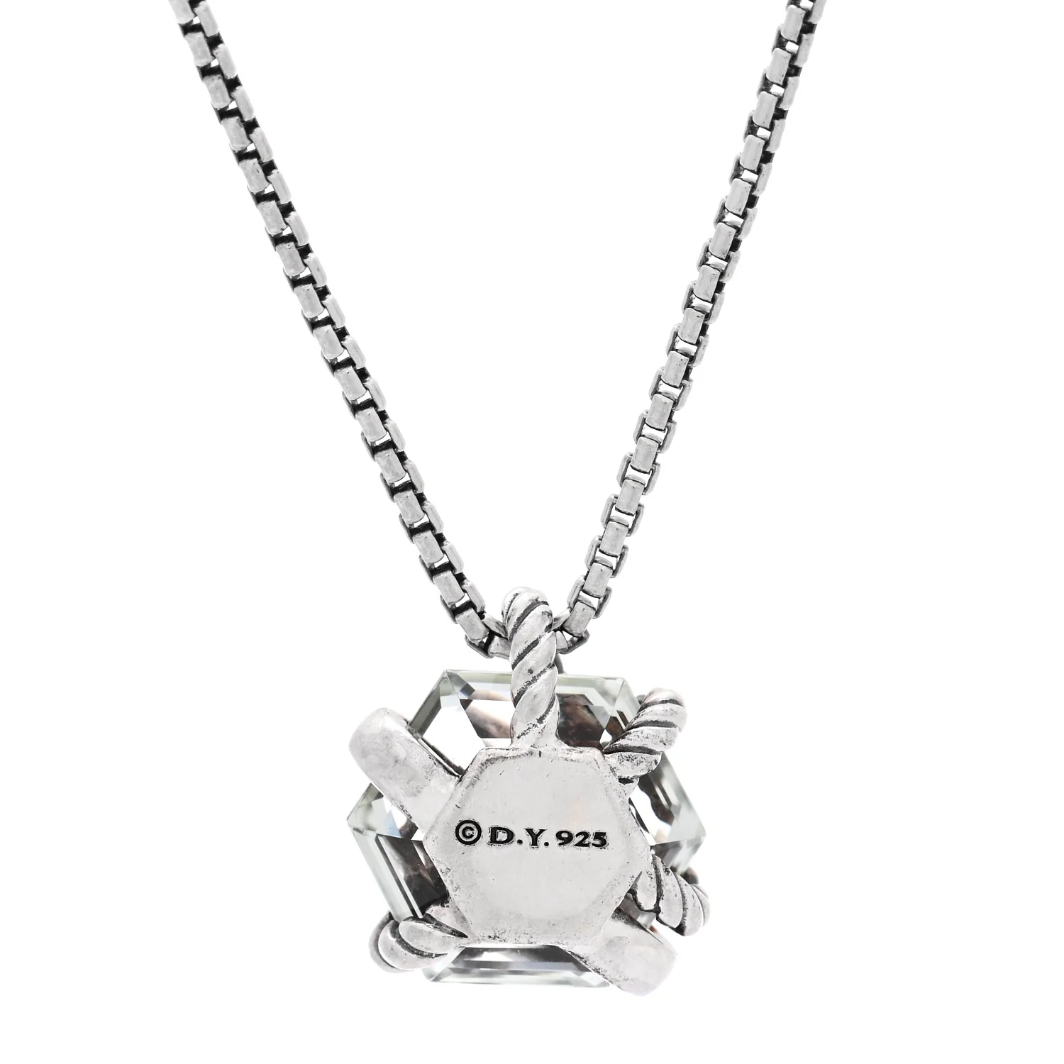 Sterling Silver Diamond Prasiolite 10mm Petite Cable Wrap Pendant Necklace - Image 5