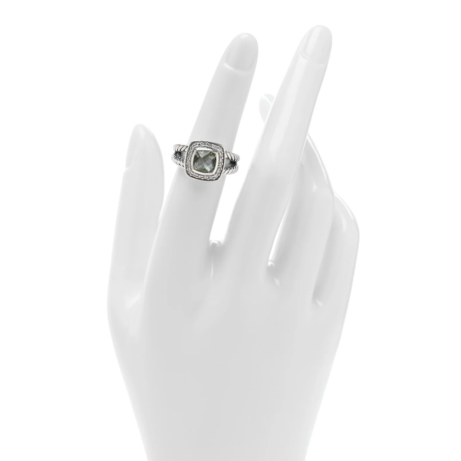 Sterling Silver Diamond Prasiolite 7mm Petite Albion Ring 50 5.25 - Image 2