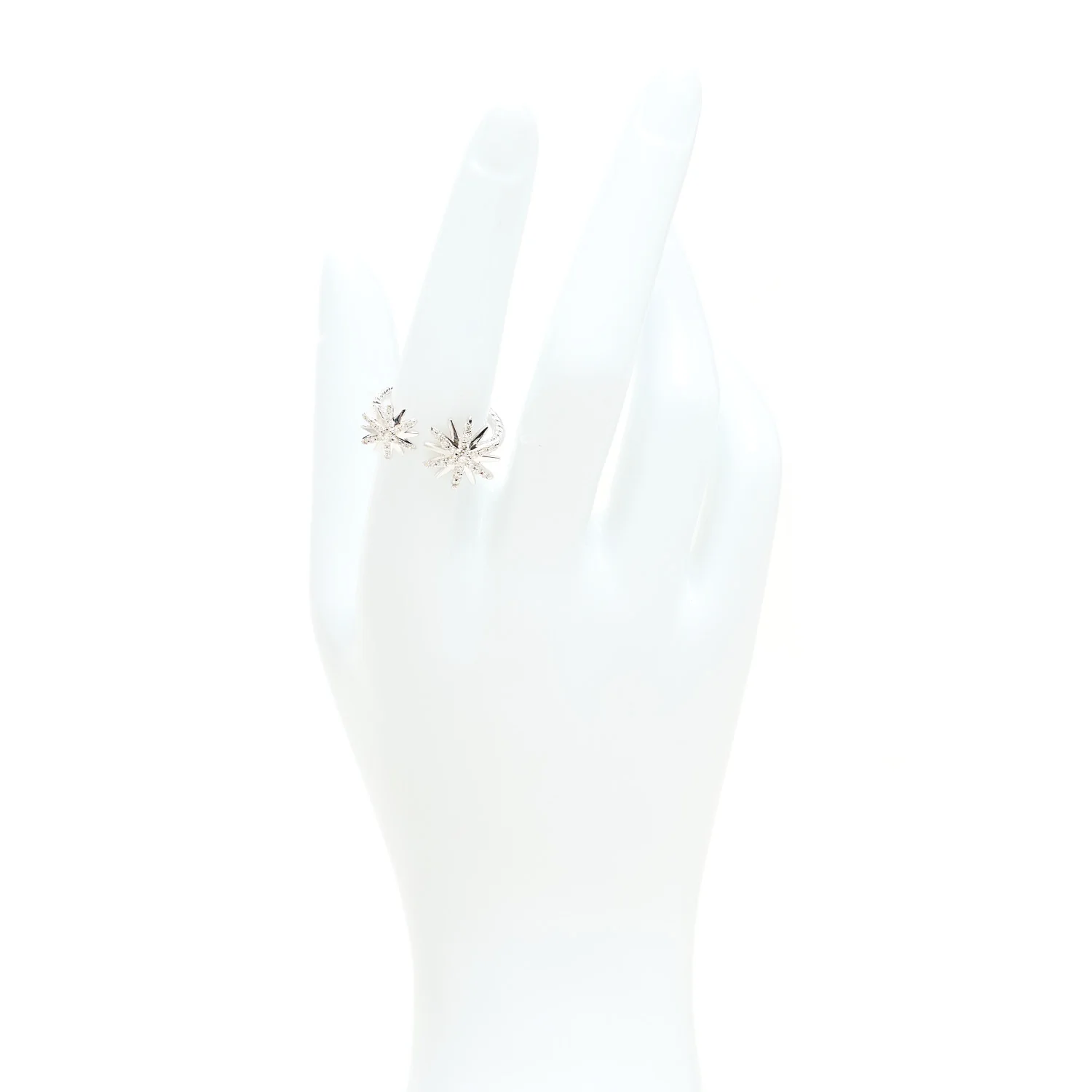 Sterling Silver Diamond Starburst Ring 55 7.25 - Image 2