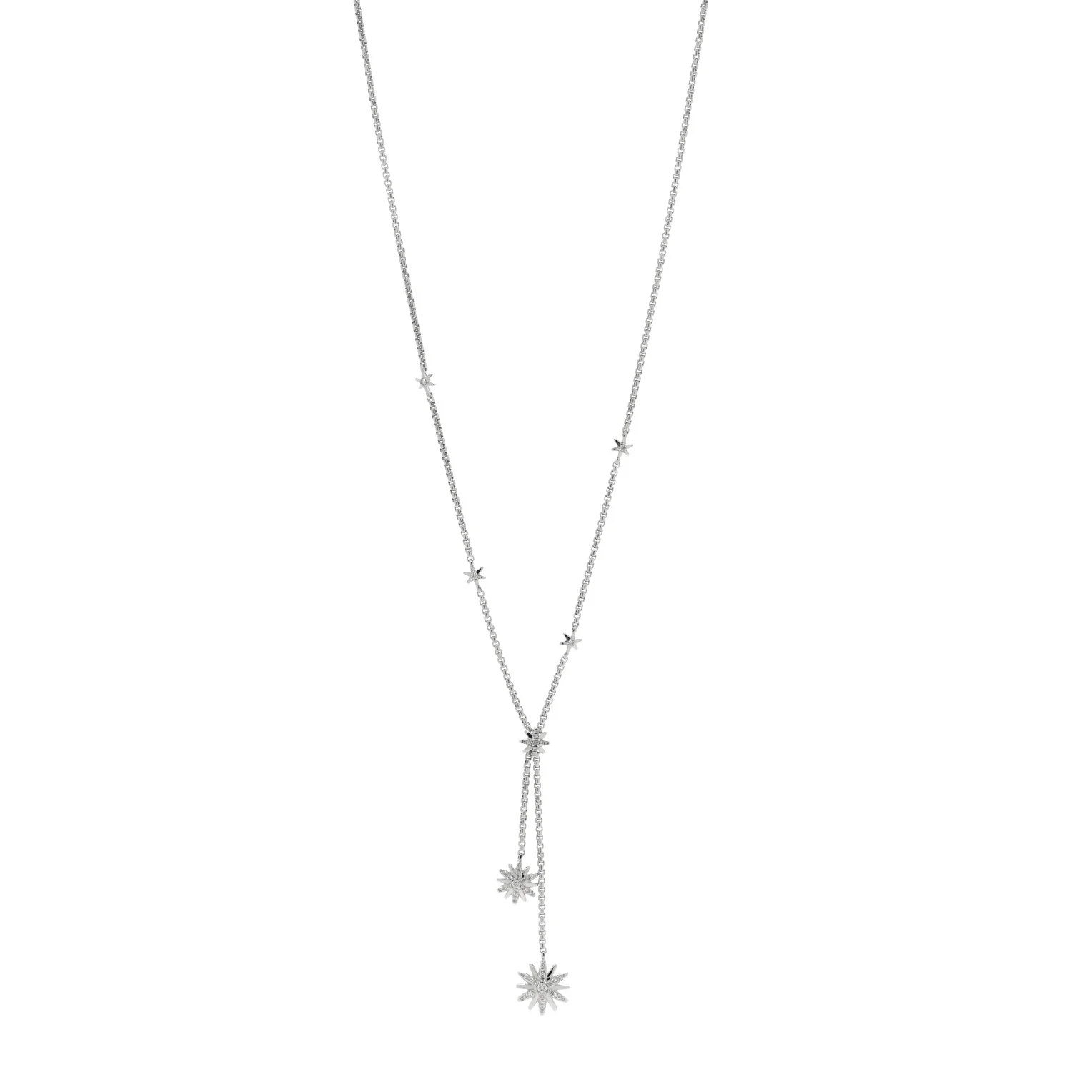 Sterling Silver Diamond Starburst Y Necklace