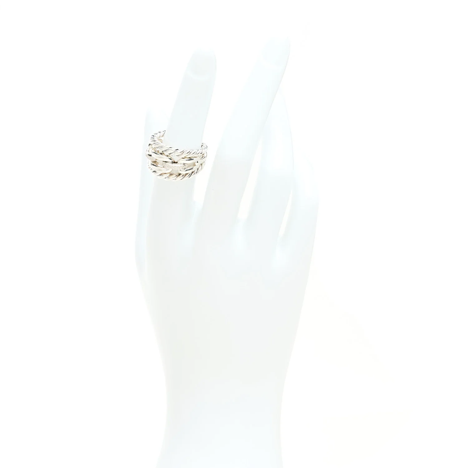 Sterling Silver Diamond Wellesley Link Three-Row Ring 53 6.25 - Image 2