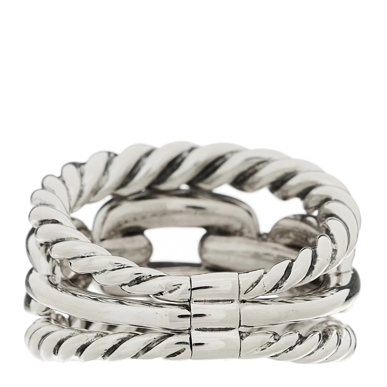 Sterling Silver Diamond Wellesley Link Three-Row Ring 53 6.25 - Image 4