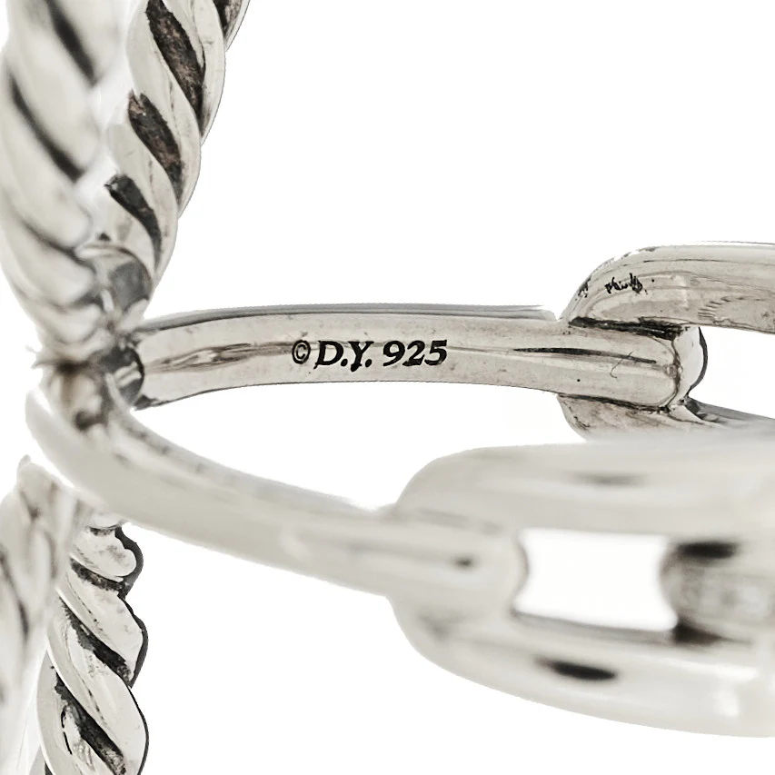 Sterling Silver Diamond Wellesley Link Three-Row Ring 53 6.25 - Image 5