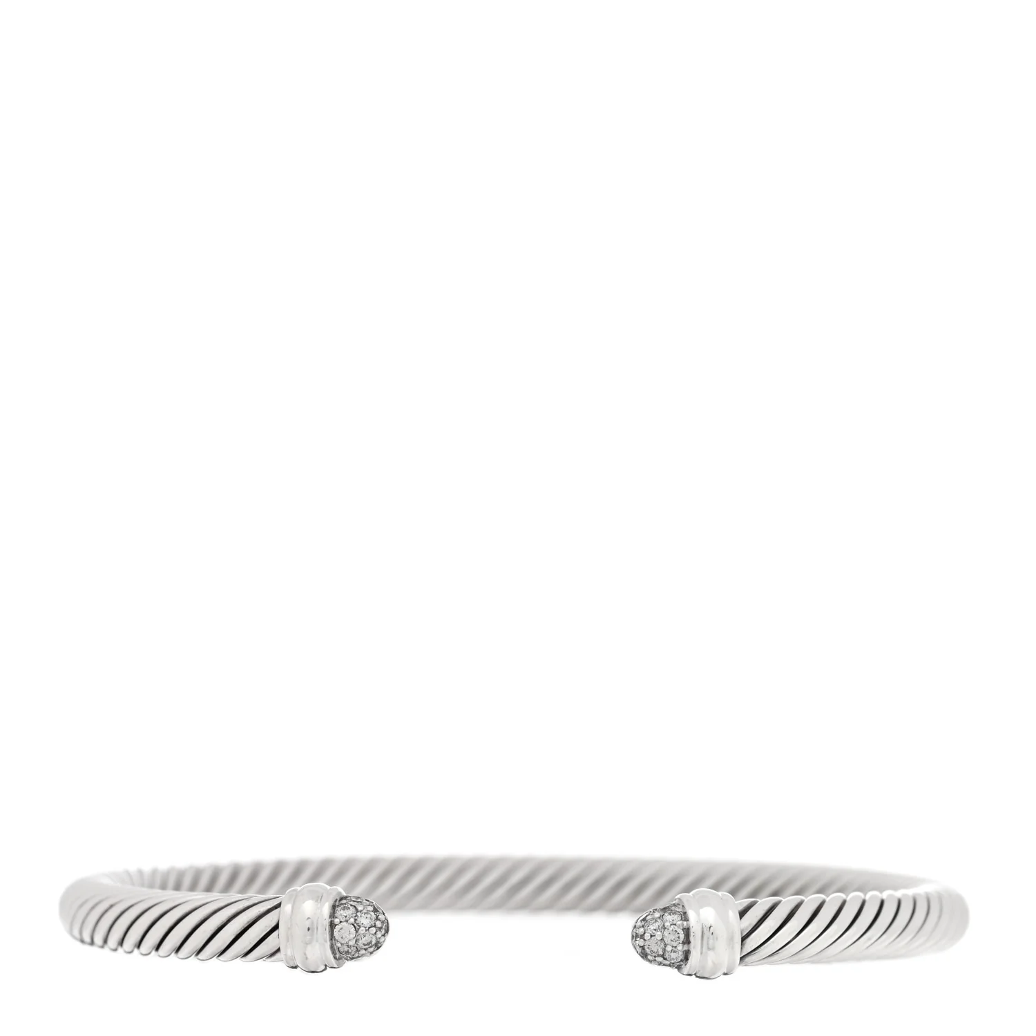 Sterling Silver Pave Diamond 5mm Cable Classics Bracelet