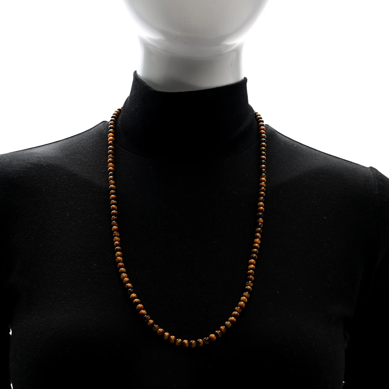 Sterling Silver Tigers Eye 5mm Spiritual Beads Necklace - Image 2