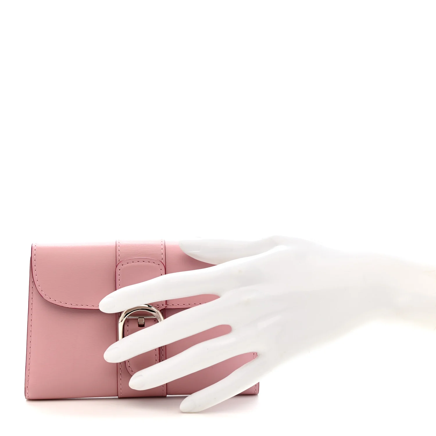 Box Calfskin Bi-Color Brillant Compact Wallet Light Pink Red - Image 2
