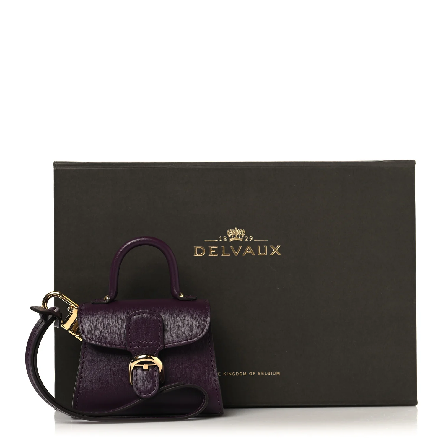 Box Calfskin Brillant Charms Wristlet Bag Charm Prune - Image 8