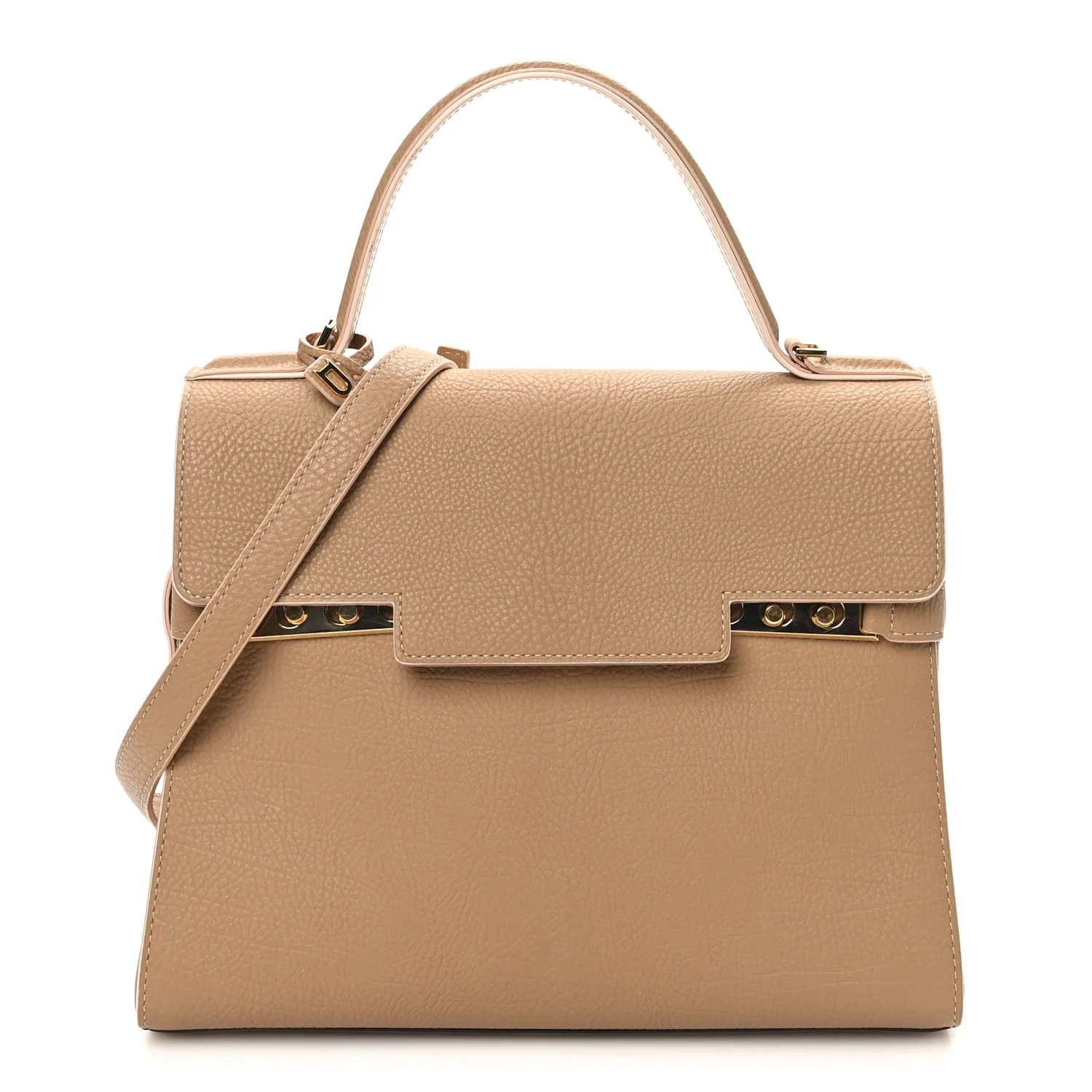 Crispy Calfskin MM Tempete Satchel Beige