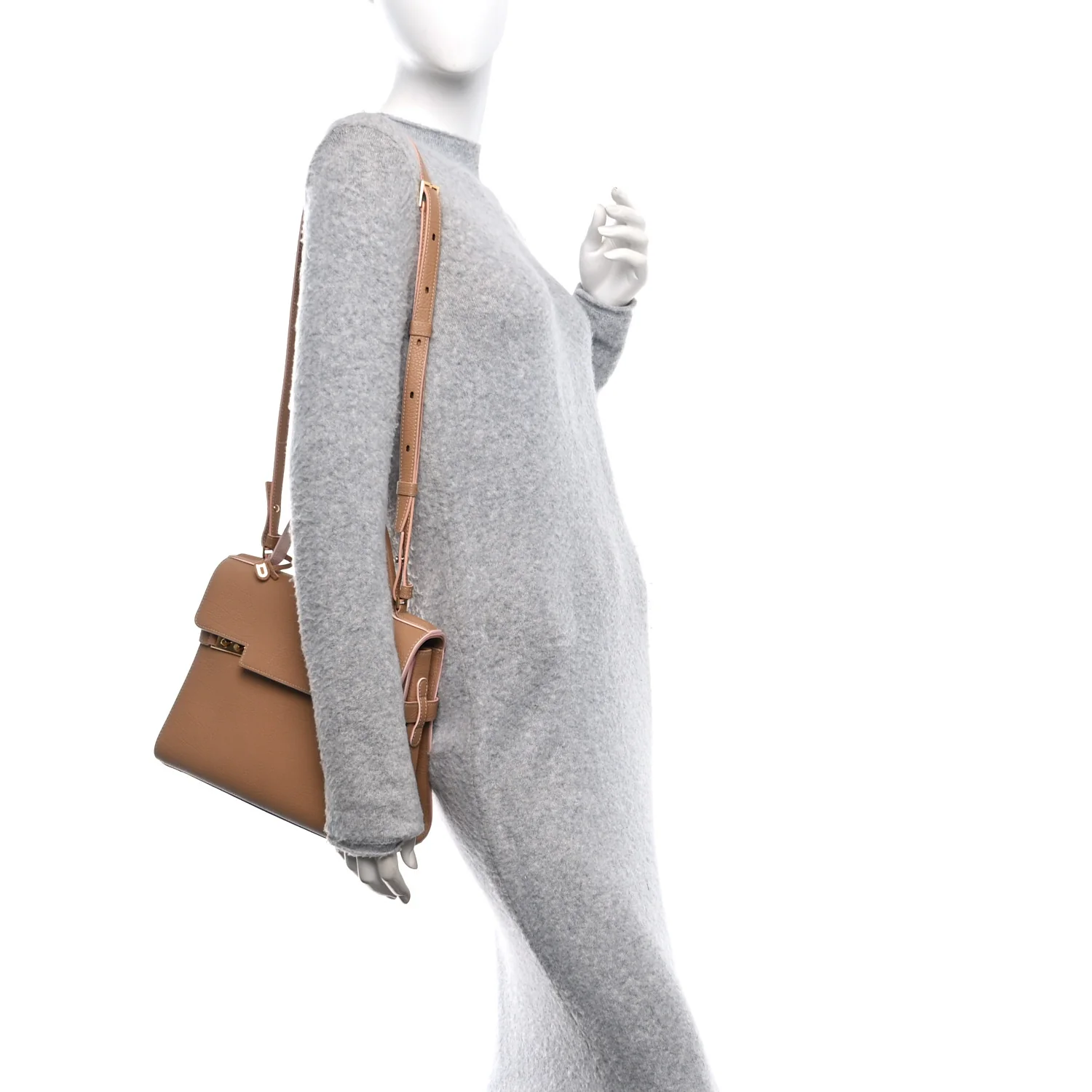 Crispy Calfskin MM Tempete Satchel Beige - Image 3