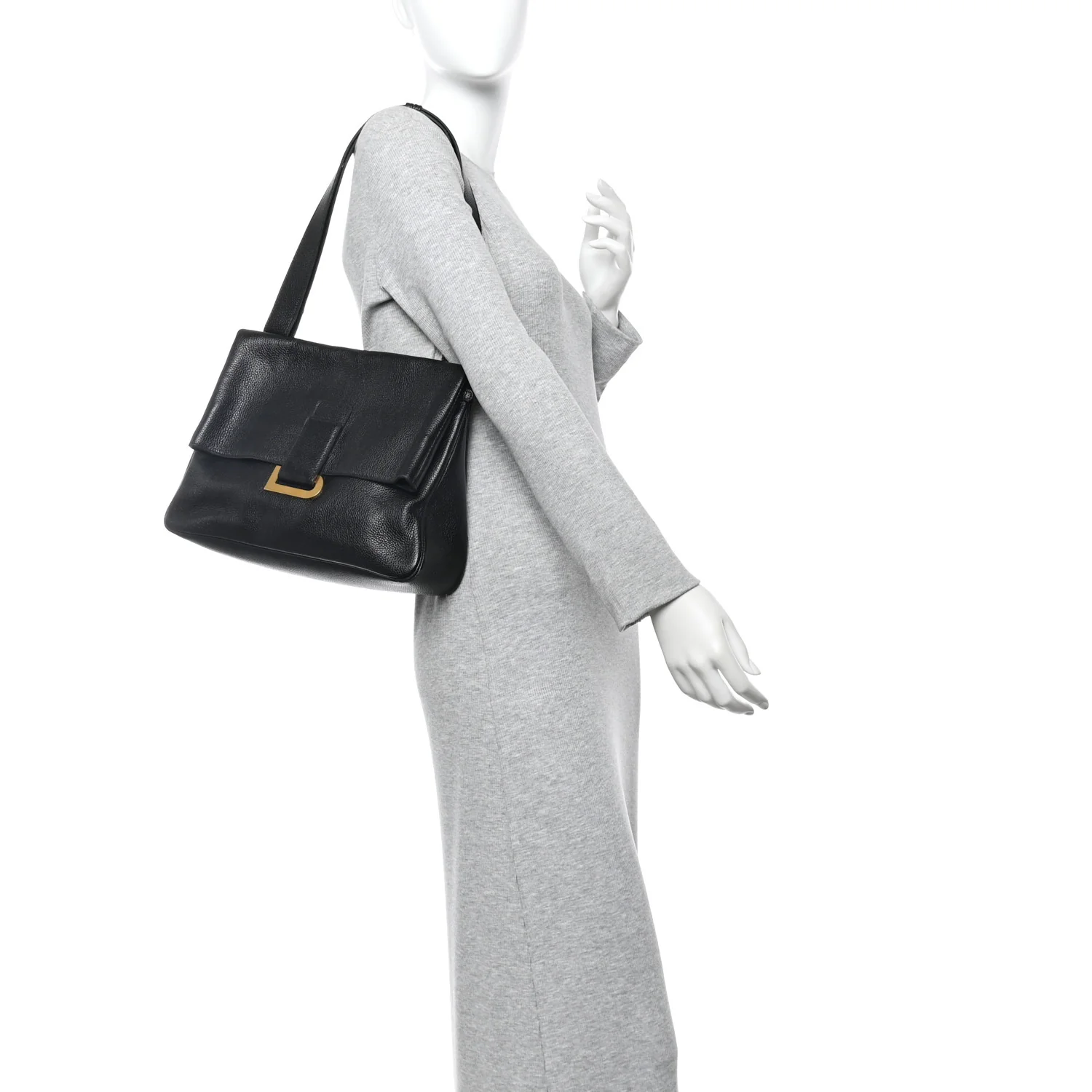 Grained Calfskin Shoulder Bag Black - Image 2
