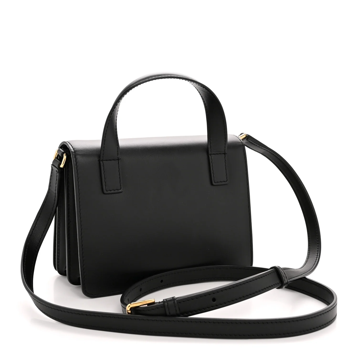 Calfskin 3.5 Flap Top Handle Bag Black - Image 3