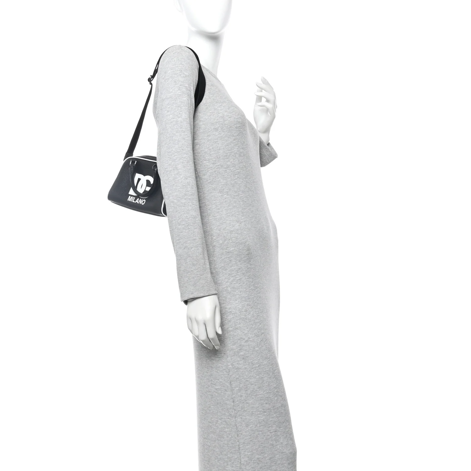Calfskin Bowling Bag Black White - Image 2