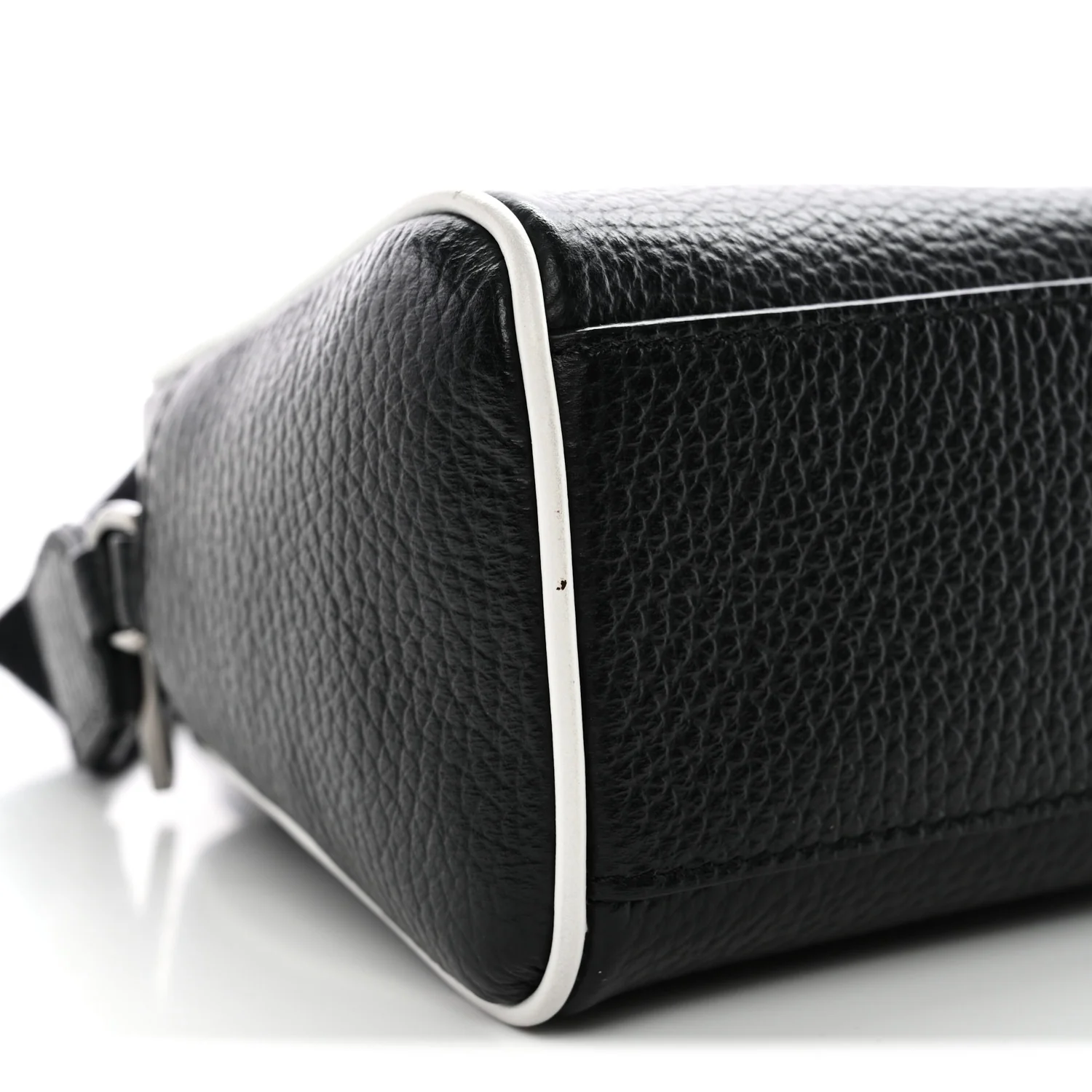 Calfskin Bowling Bag Black White - Image 8