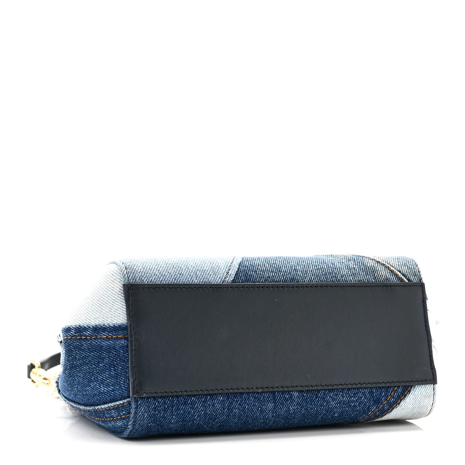 Calfskin Denim Patchwork Mini Miss Sicily Satchel Blue - Image 4