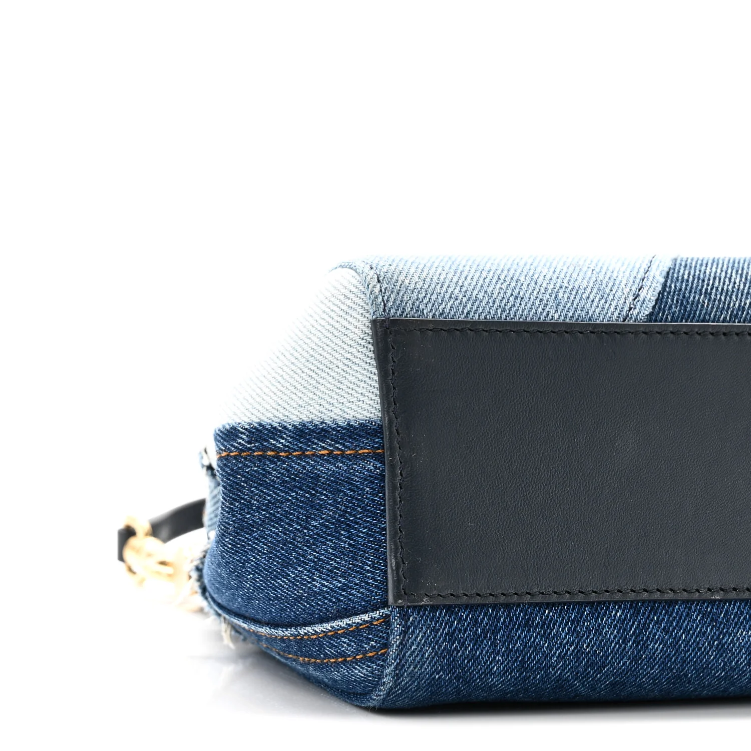 Calfskin Denim Patchwork Mini Miss Sicily Satchel Blue - Image 8