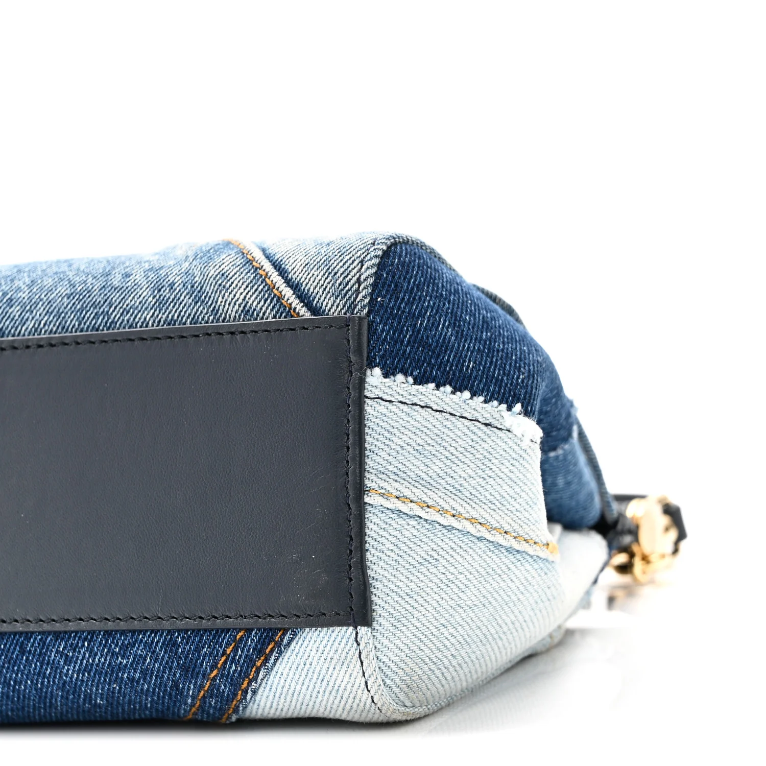 Calfskin Denim Patchwork Mini Miss Sicily Satchel Blue - Image 9