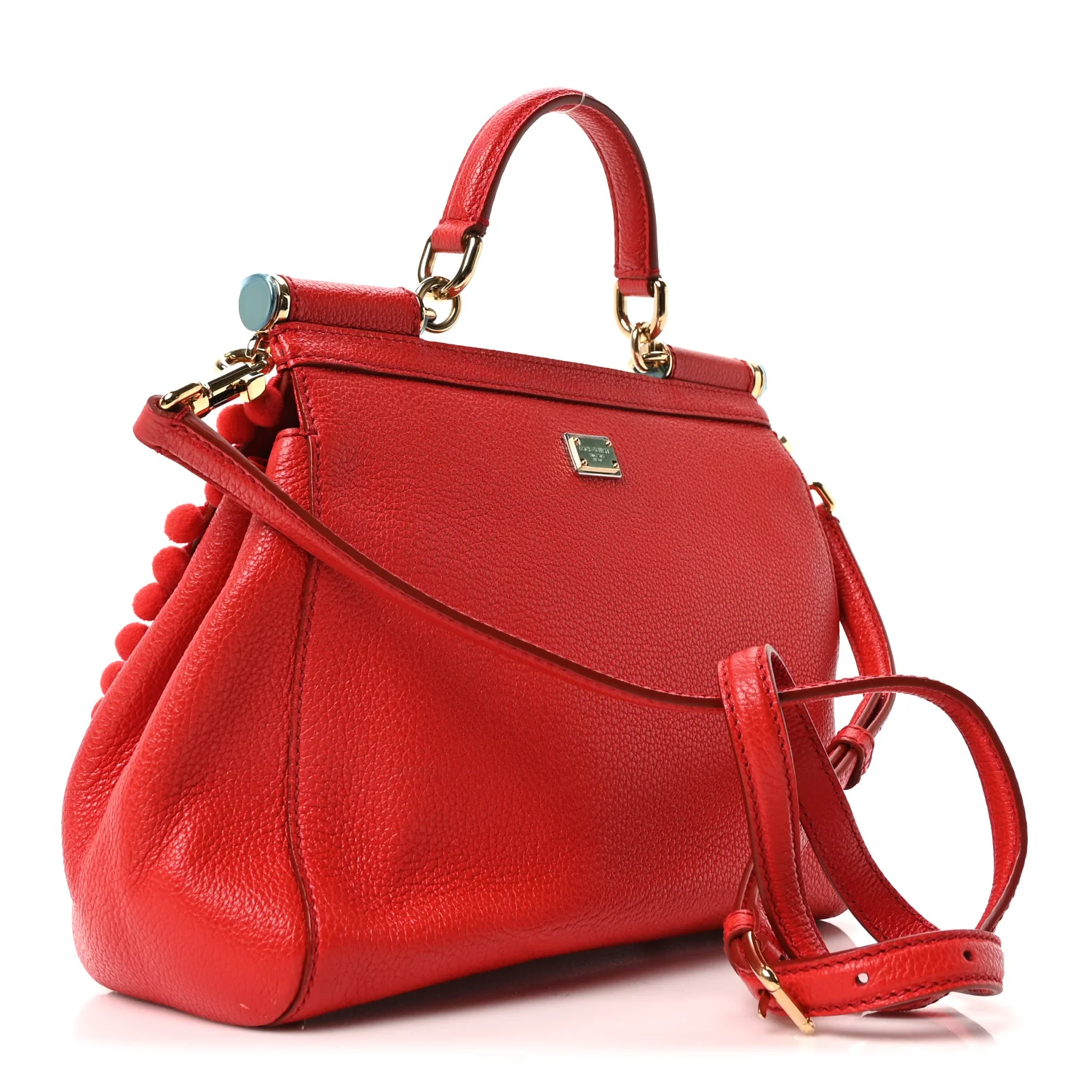 Calfskin Embellished Medium Miss Sicily Satchel Red - Image 3