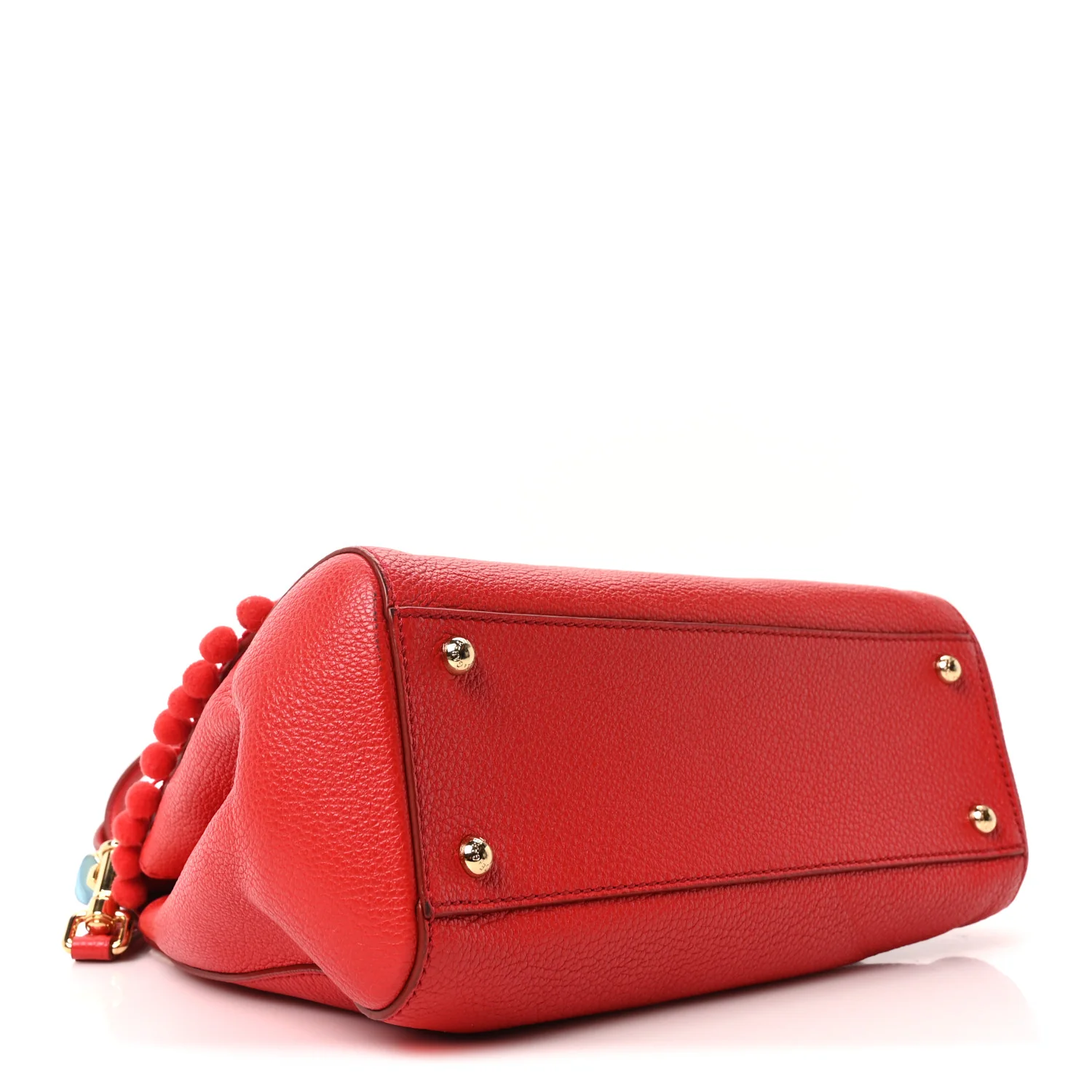 Calfskin Embellished Medium Miss Sicily Satchel Red - Image 4