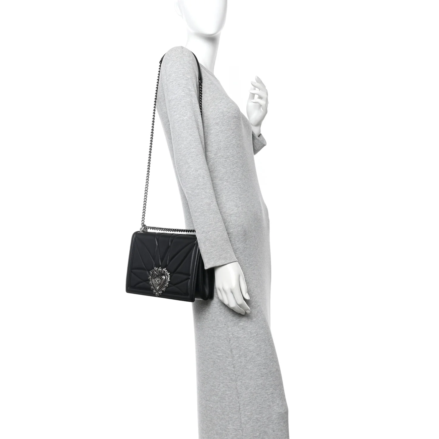 Calfskin Large Devotion Crossbody Bag Black - Image 2