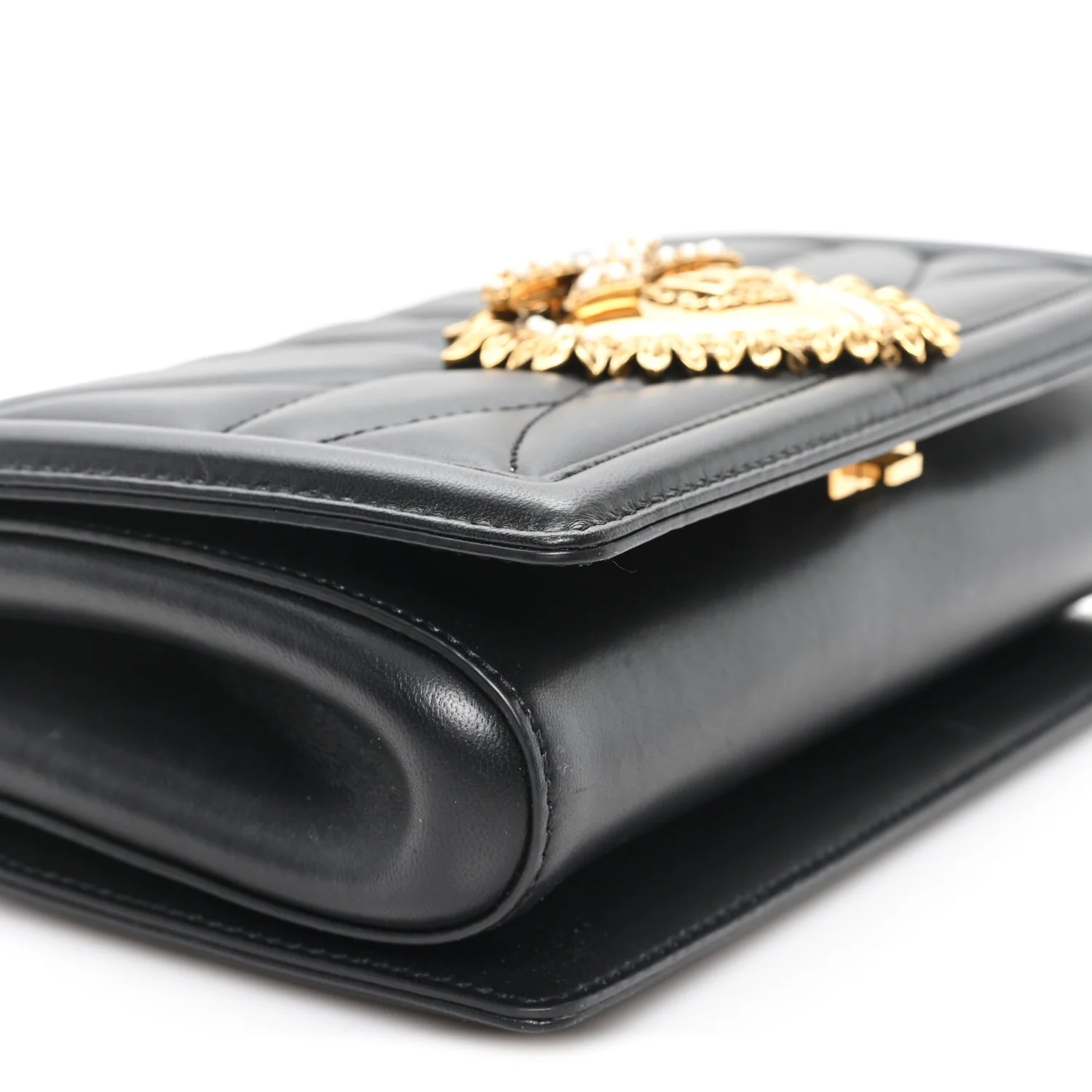 Calfskin Medium Devotion Crossbody Bag Black - Image 8