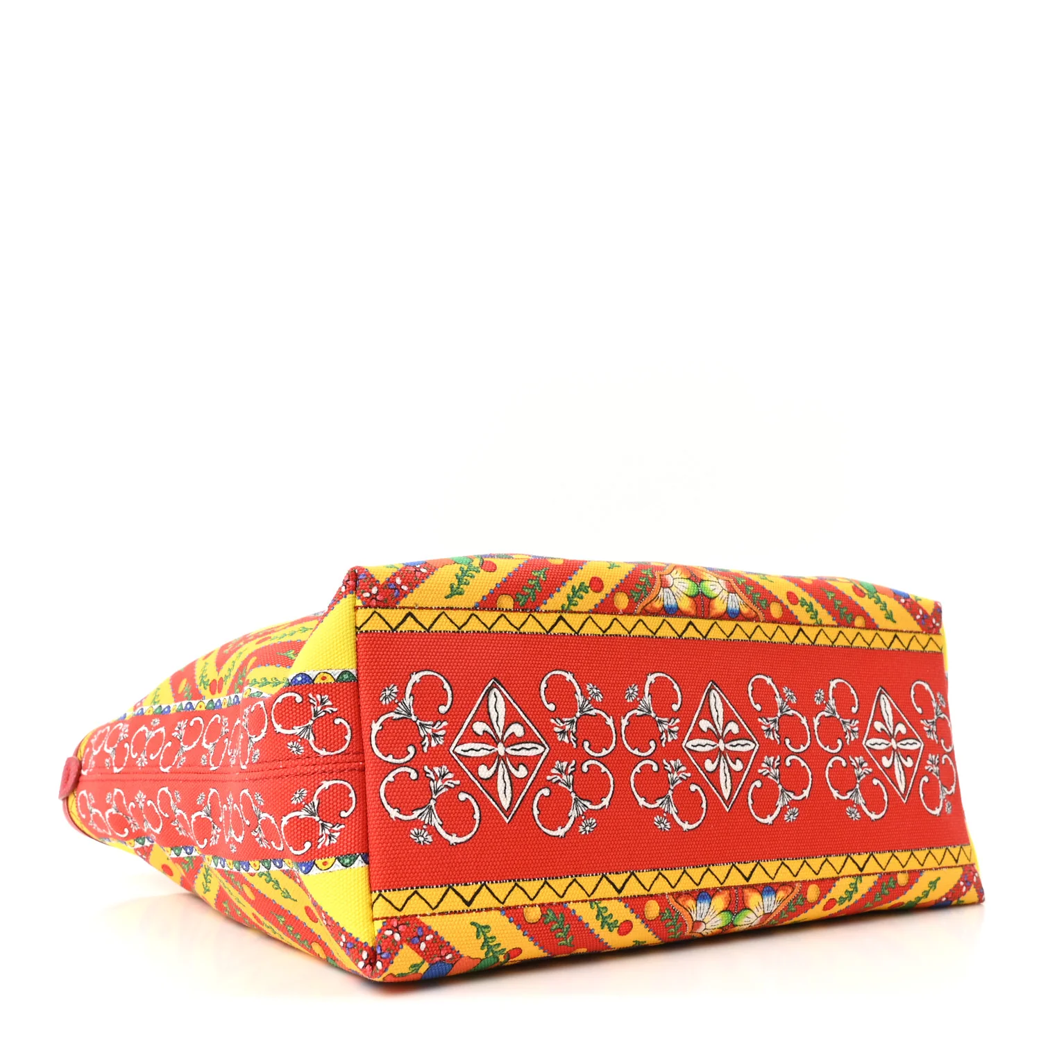 Canvas Snakeskin Carretto Print Capri Tote Red Multicolor - Image 4