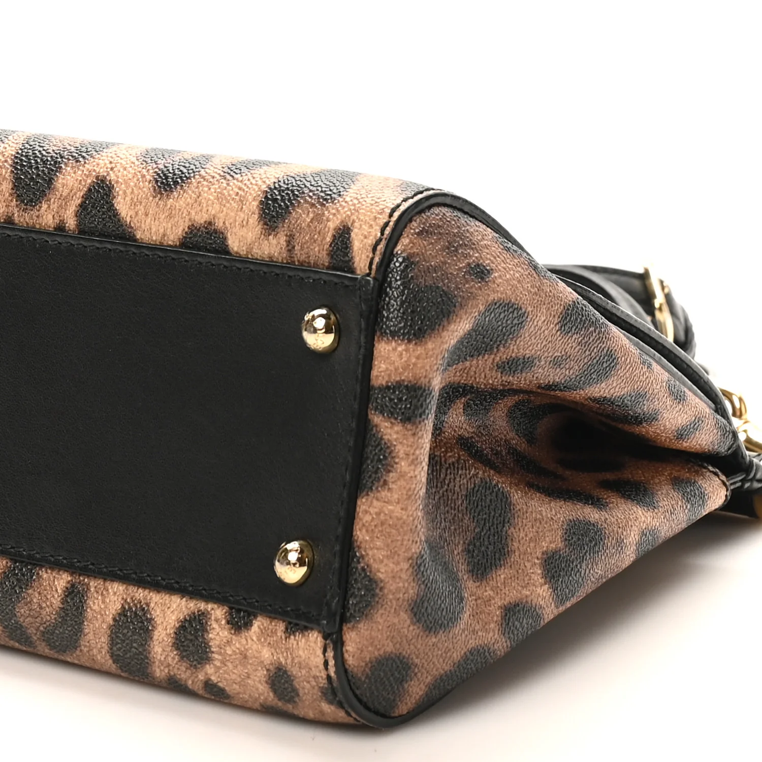 Dauphine Leopard Print Small Miss Sicily Satchel Black - Image 9