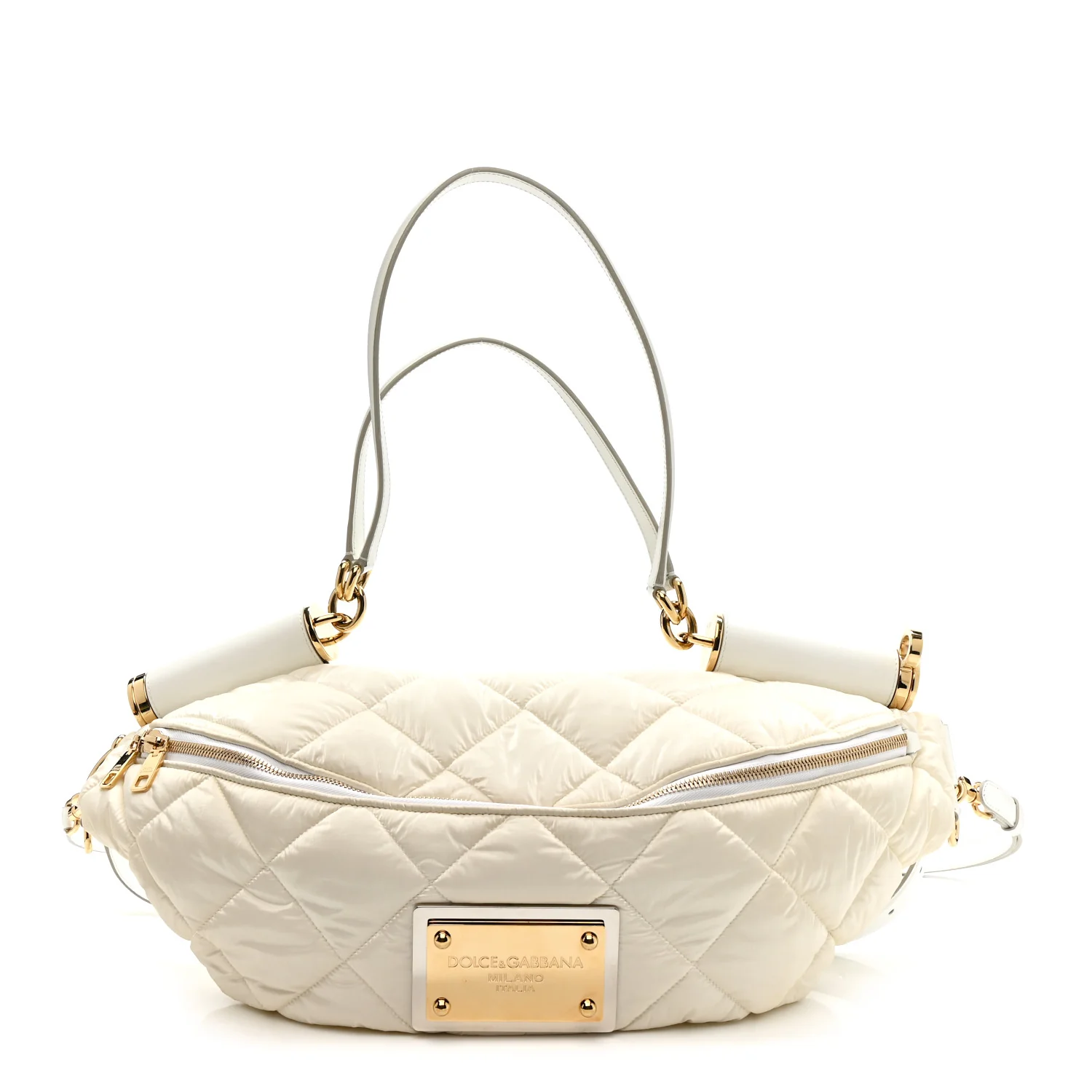 Marsupio Nylon Quilted Piumino 2 Belt Bag White - Image 2