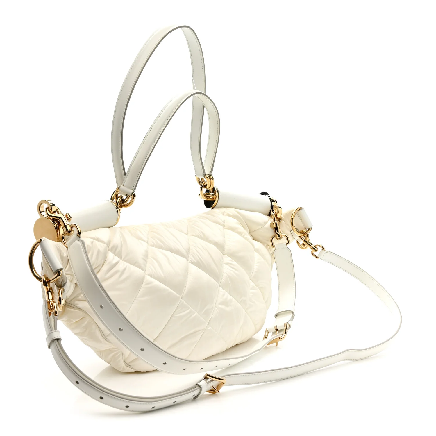 Marsupio Nylon Quilted Piumino 2 Belt Bag White - Image 4