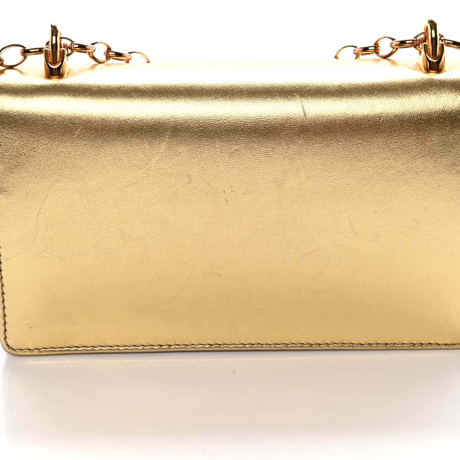 Metallic Calfskin DG Girls Shoulder Bag Gold - Image 10