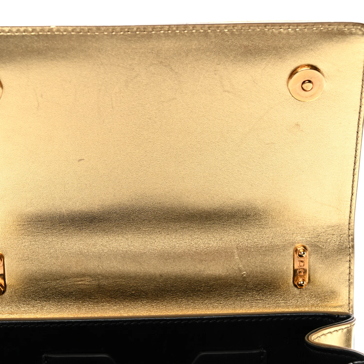 Metallic Calfskin DG Girls Shoulder Bag Gold - Image 11