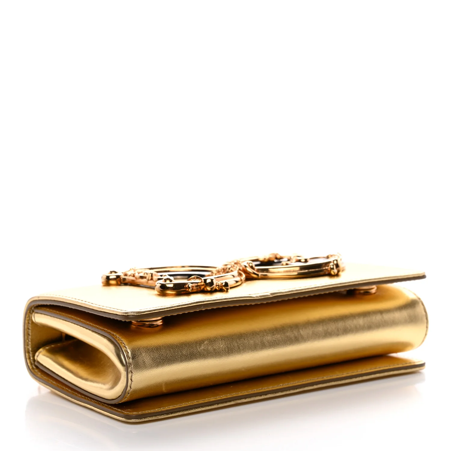 Metallic Calfskin DG Girls Shoulder Bag Gold - Image 4