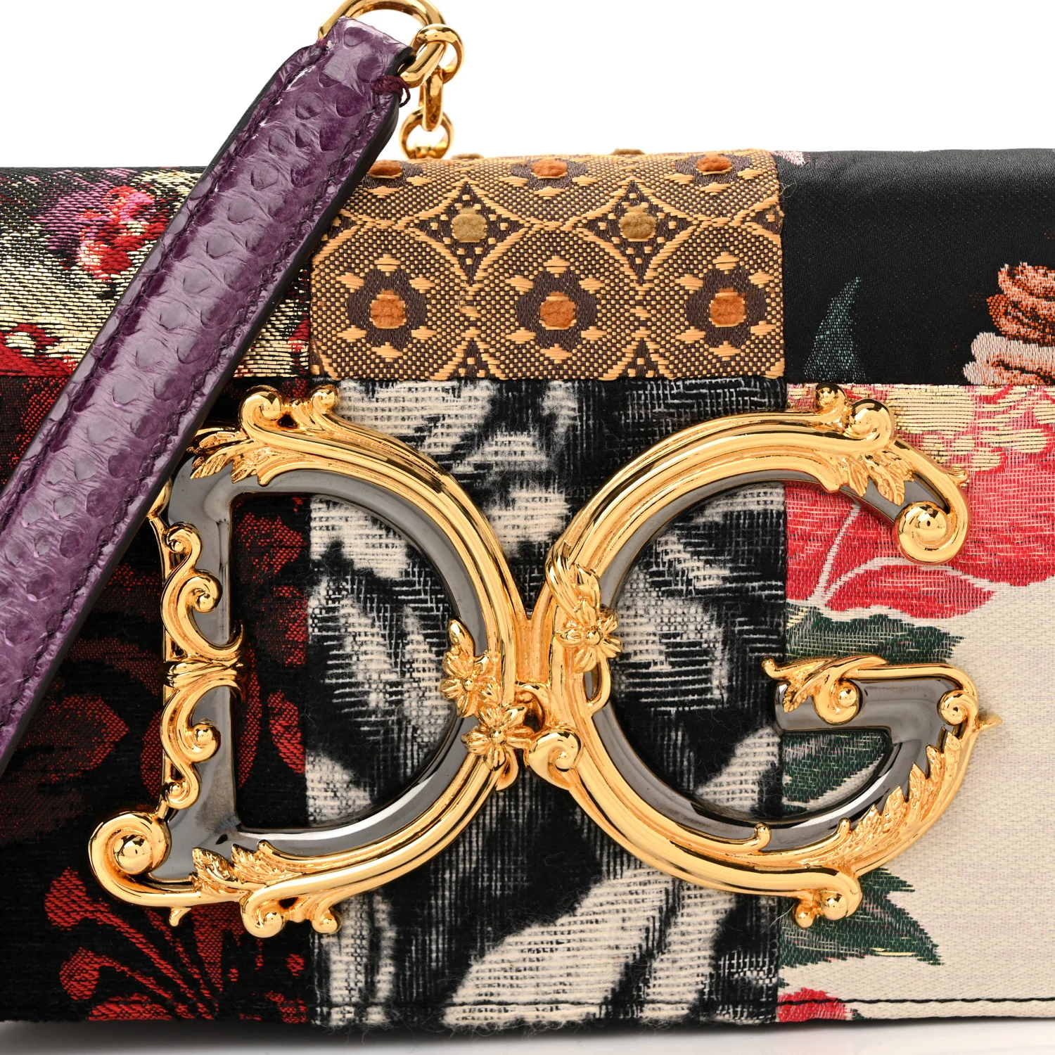 Patchwork Snakeskin Brocade DG Girls Chain Shoulder Bag Multicolor - Image 8